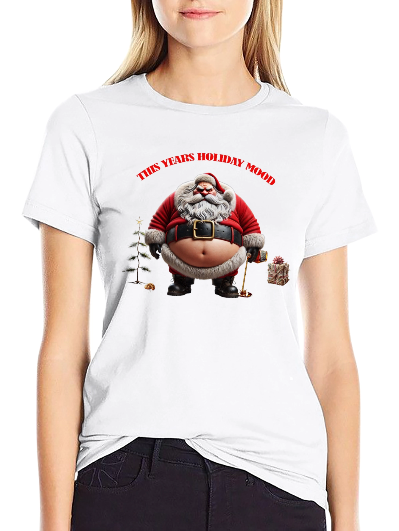 Black Holiday Santa T-Shirt view 9