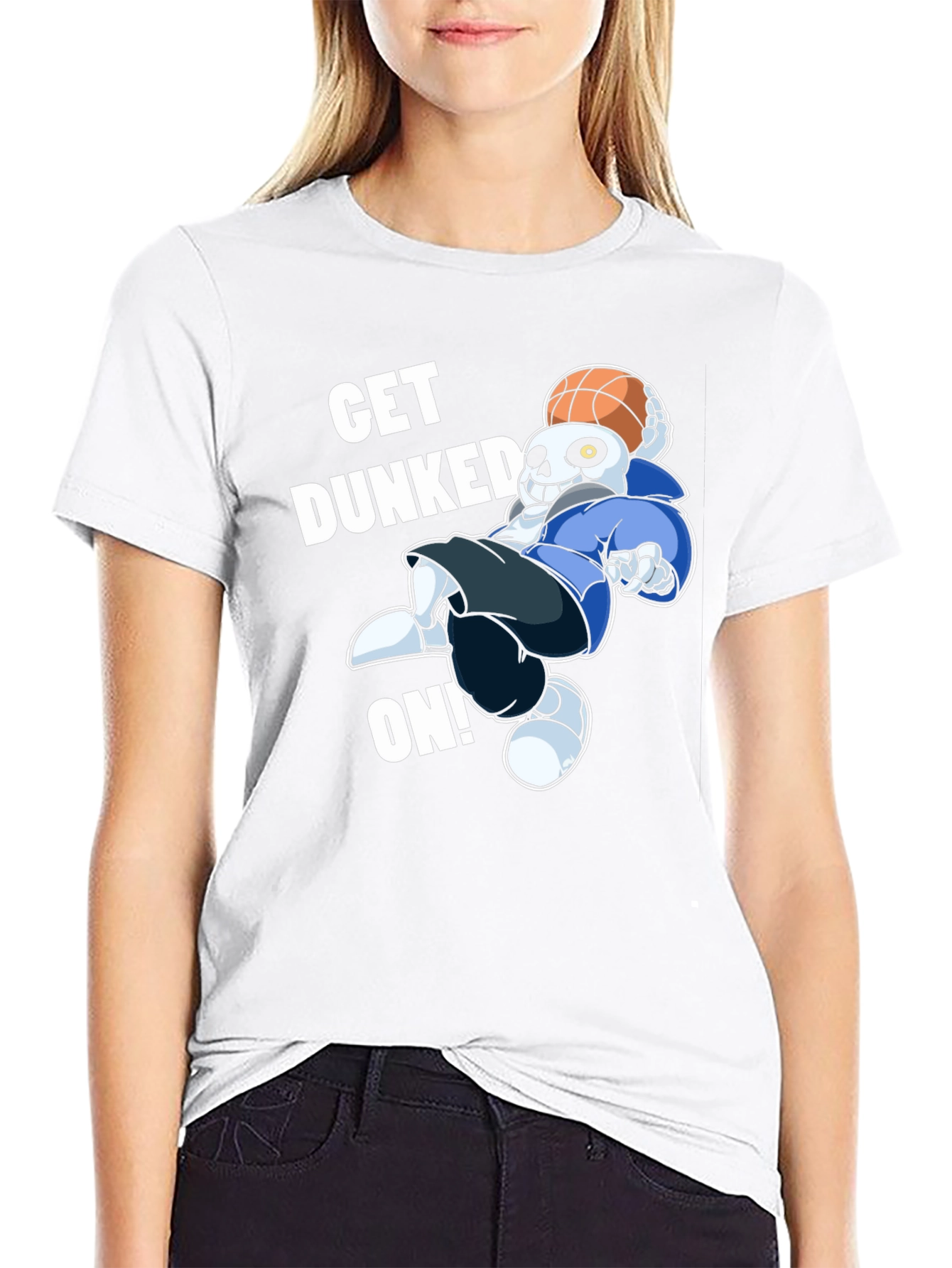 Black Get Dunked On! Novelty Graphic T-Shirt view 9