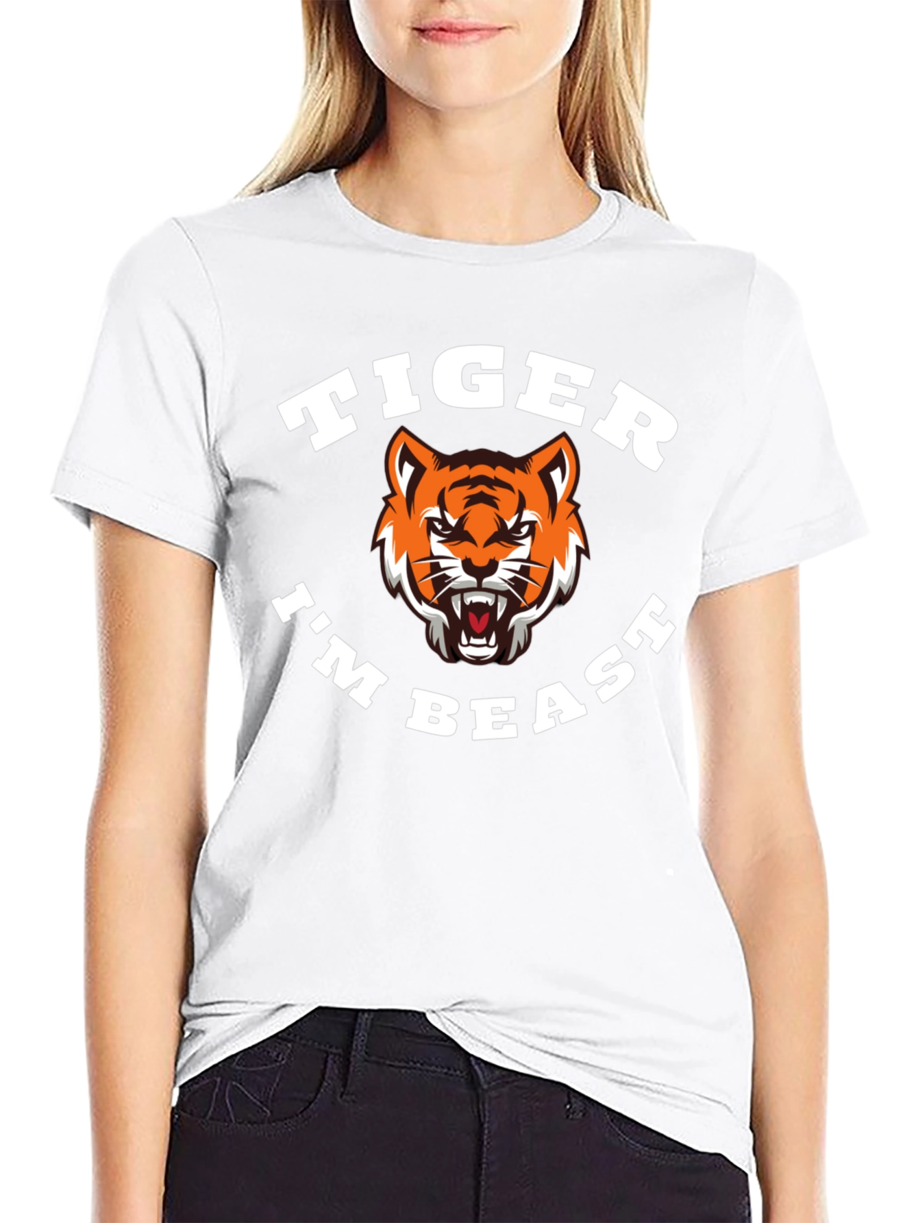 Black Tiger I'm Beast Graphic T-Shirt - Black view 9