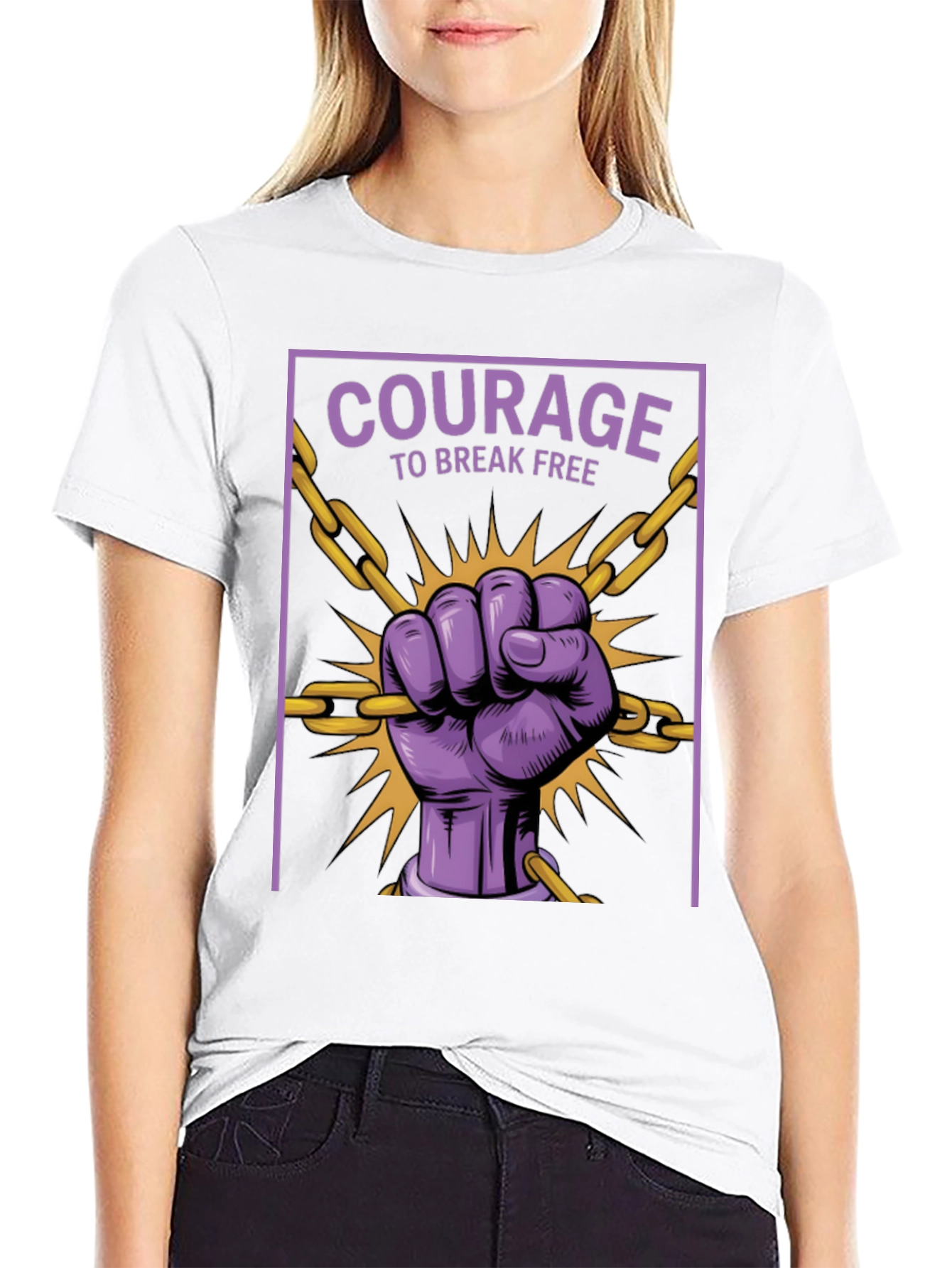 Black Courage to Break Free Graphic T-Shirt view 9