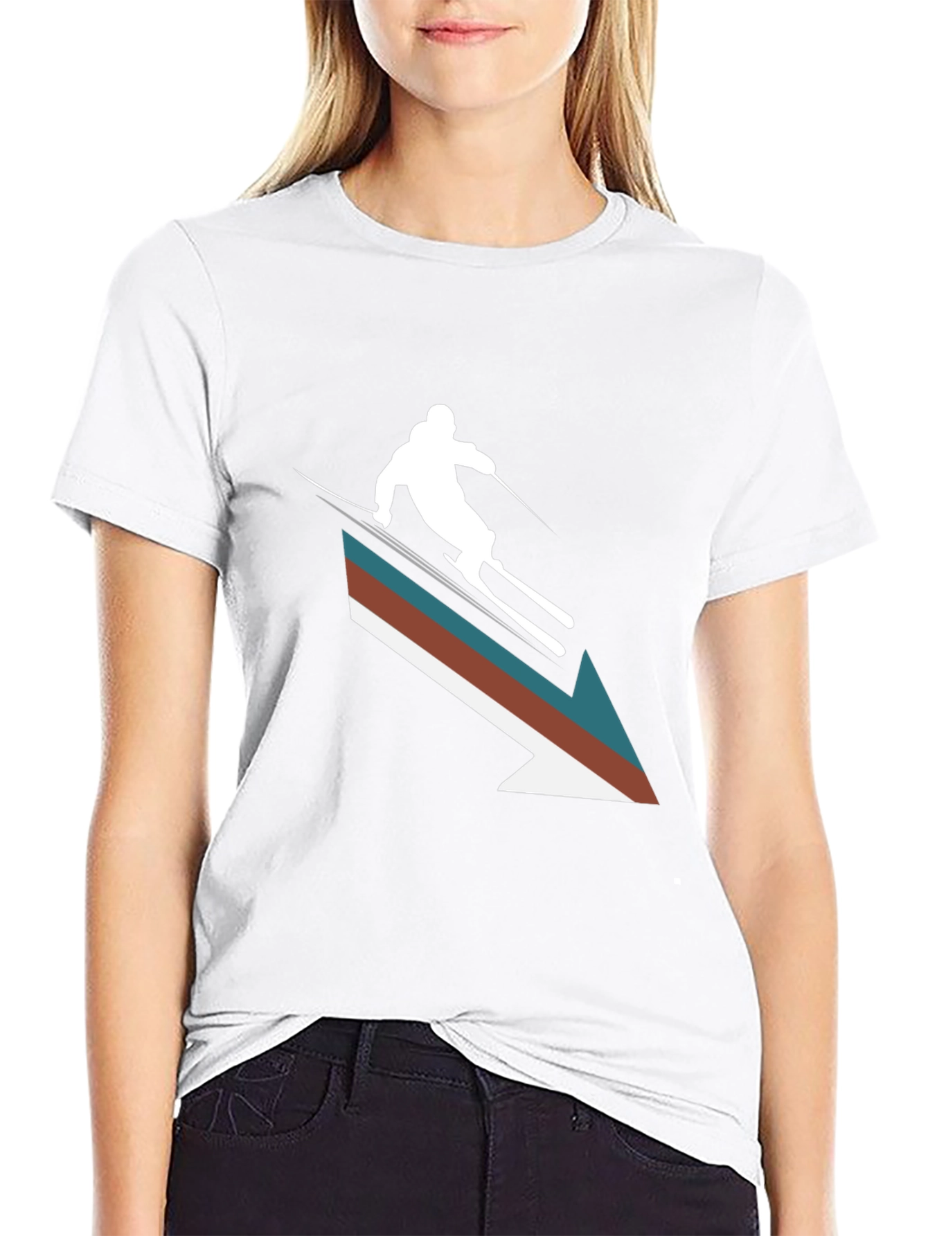 Black Retro Ski Arrow T-Shirt - Stylish Winter Apparel view 9