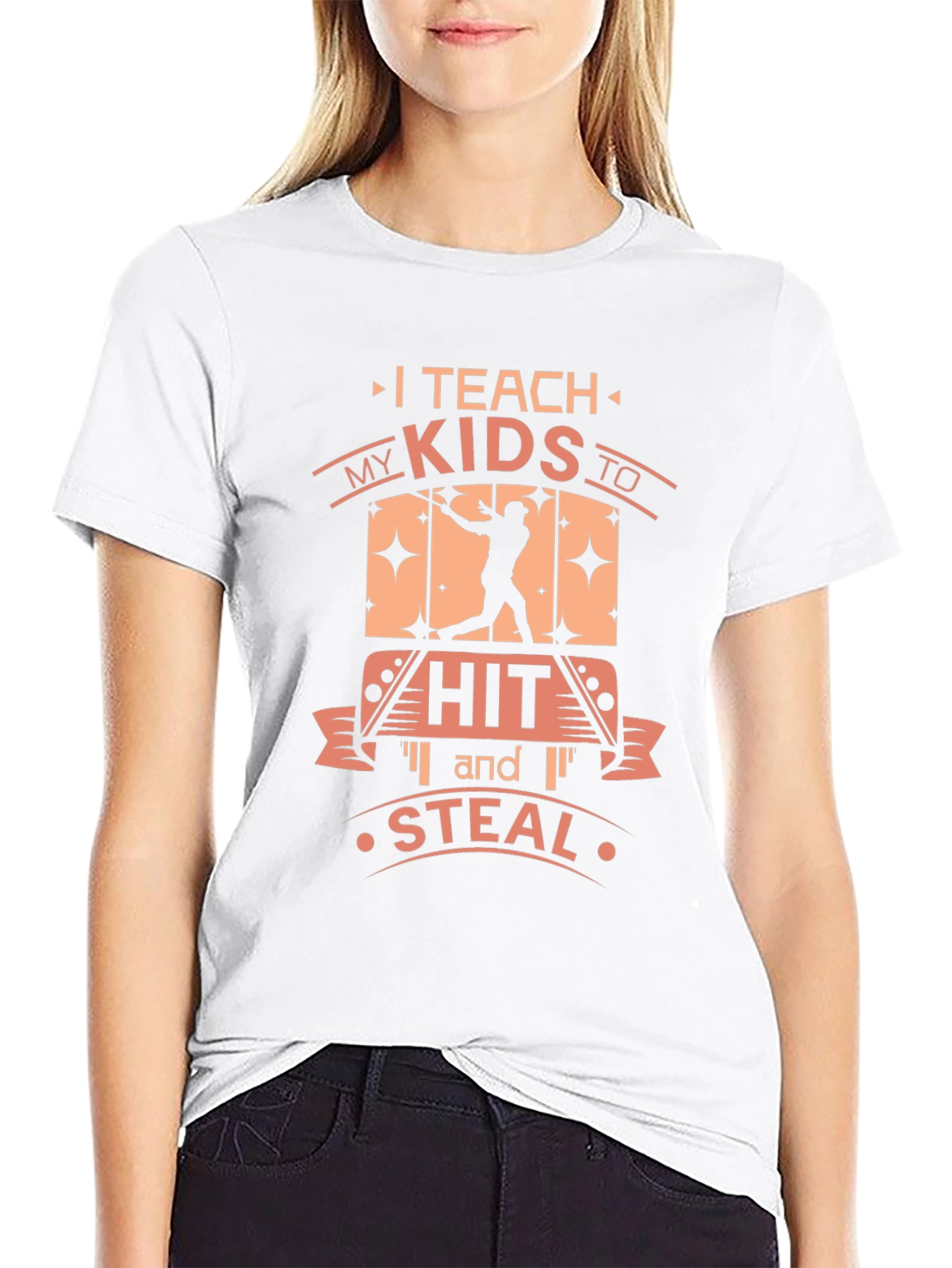 I Teach My Kids To Hit and Steal Baseball Graphic T-Shirt - 9