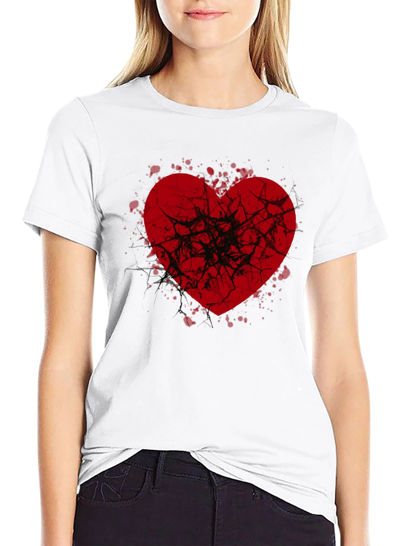 Black Broken Heart Graphic Tee - Black Casual Shirt view 9