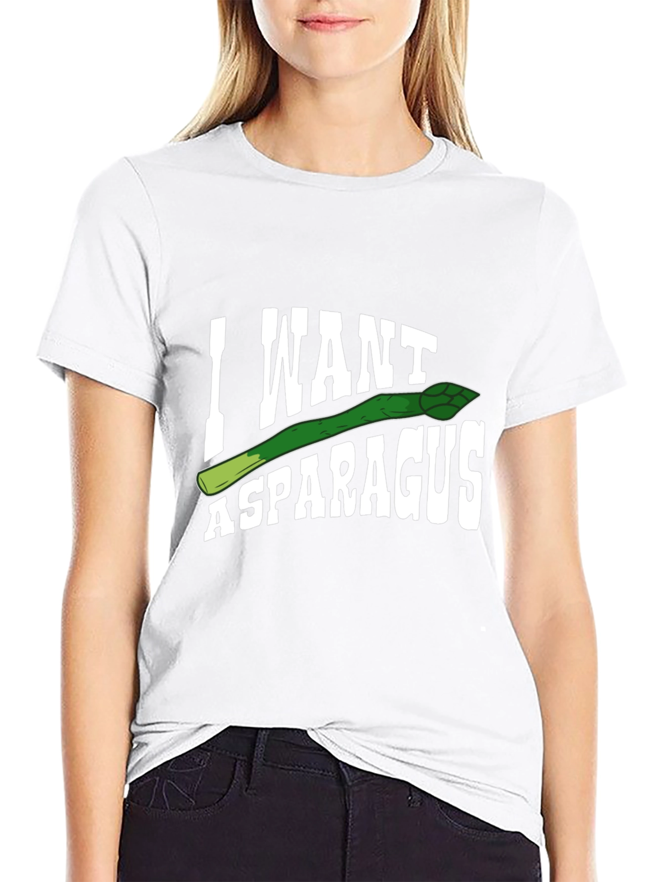 Black I Want Asparagus Graphic T-Shirt view 9