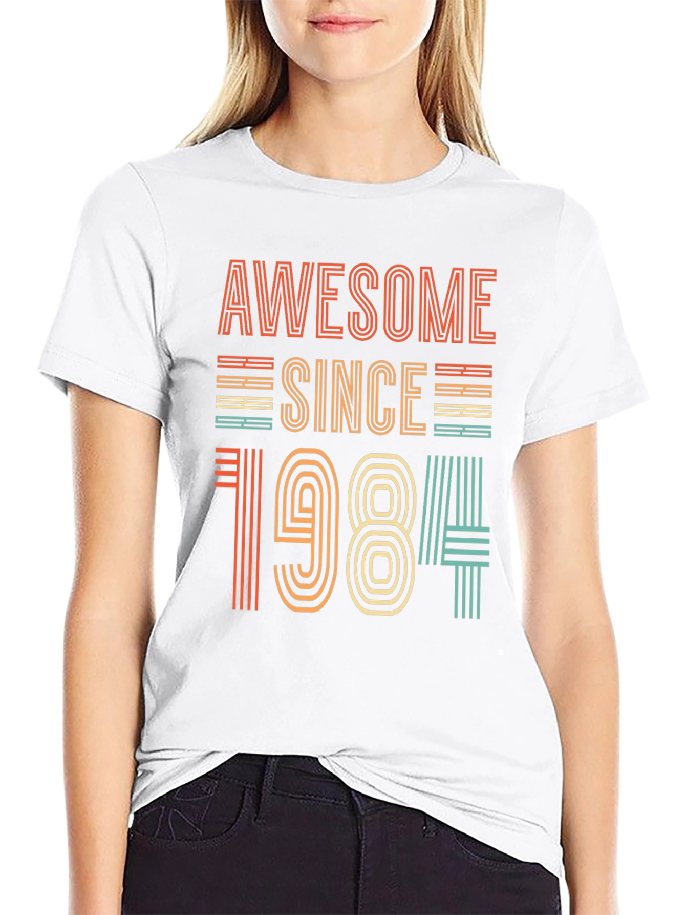 Black Awesome Since 1984 T-Shirt - Retro Birthday Gift view 9