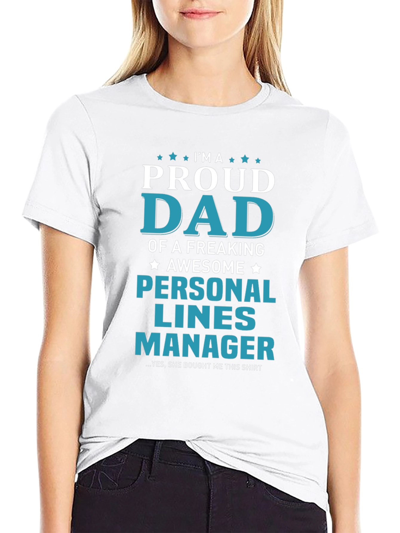 Black Proud Dad Personal Lines Manager Graphic T-Shirt view 9