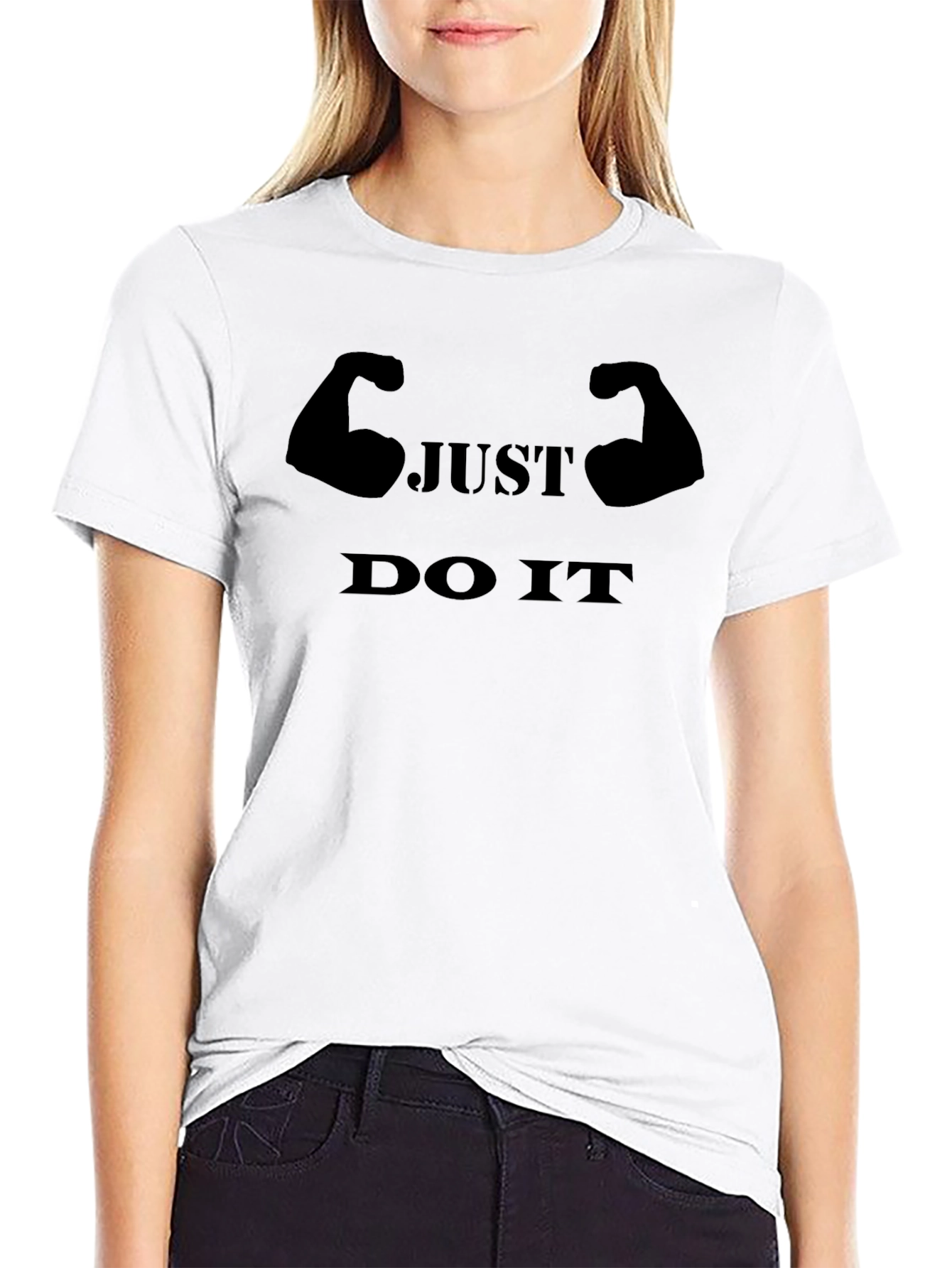 Black Just Do It Black Graphic Tee - Gym Motivation Shirt view 9