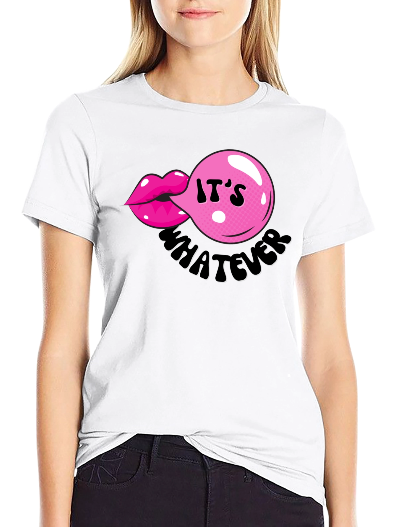 It's Whatever Bubble Gum Lip T-Shirt - 9