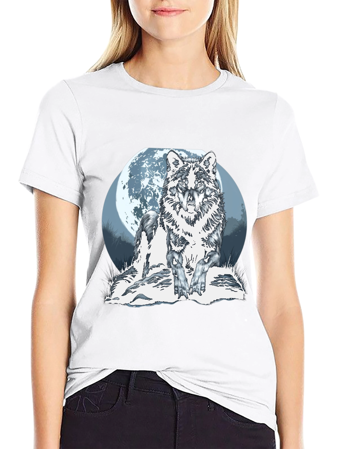 Black Wolf Moon Graphic Tee view 9