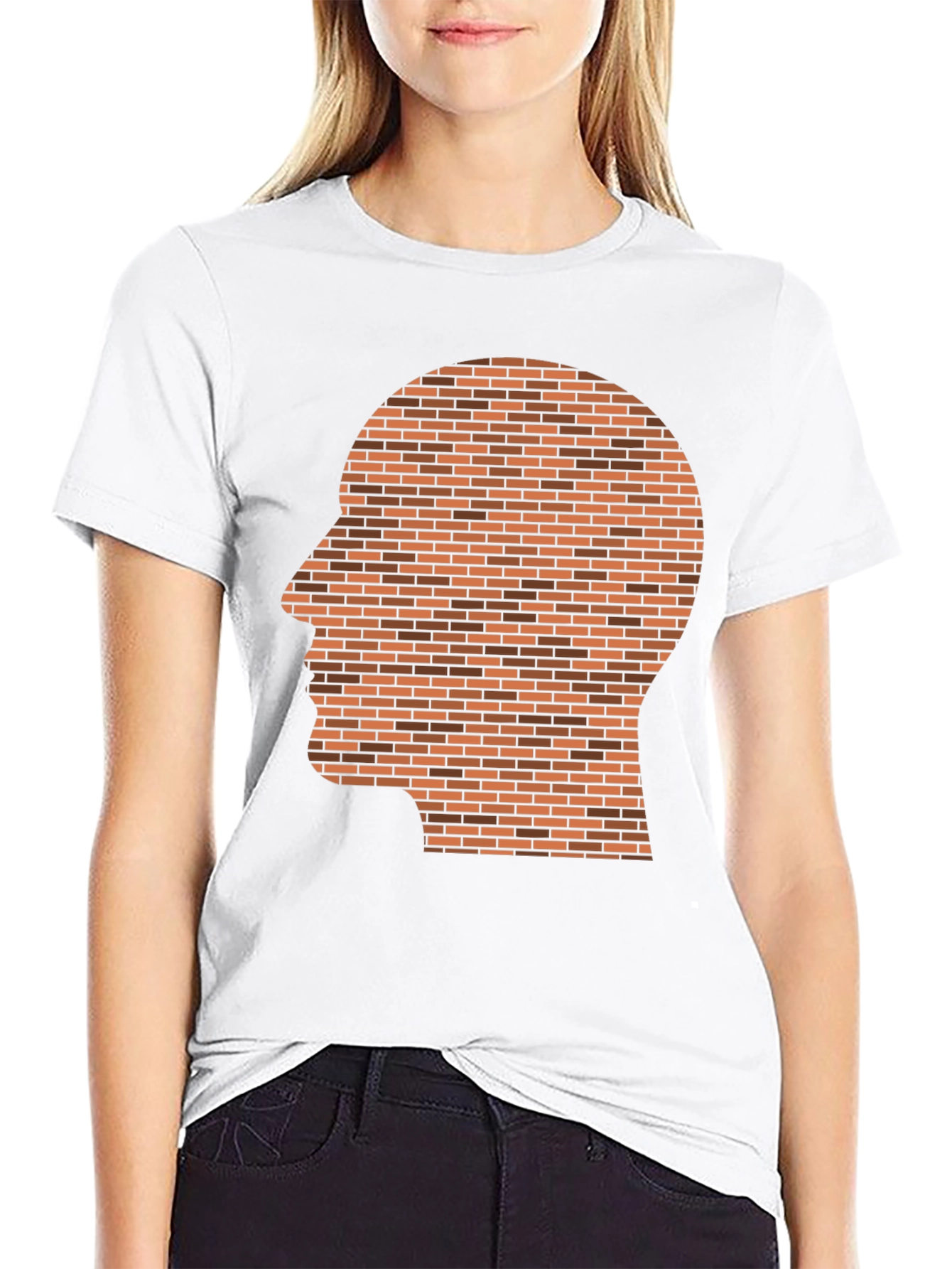 Black Brick Head Graphic T-Shirt - Unique Novelty Design view 9