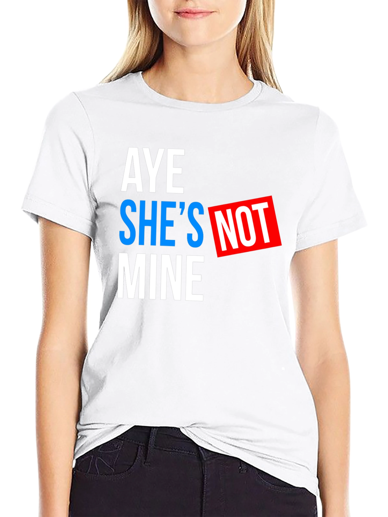 Black Aye She's Not Mine Graphic Tee - Black Cotton T-Shirt view 9