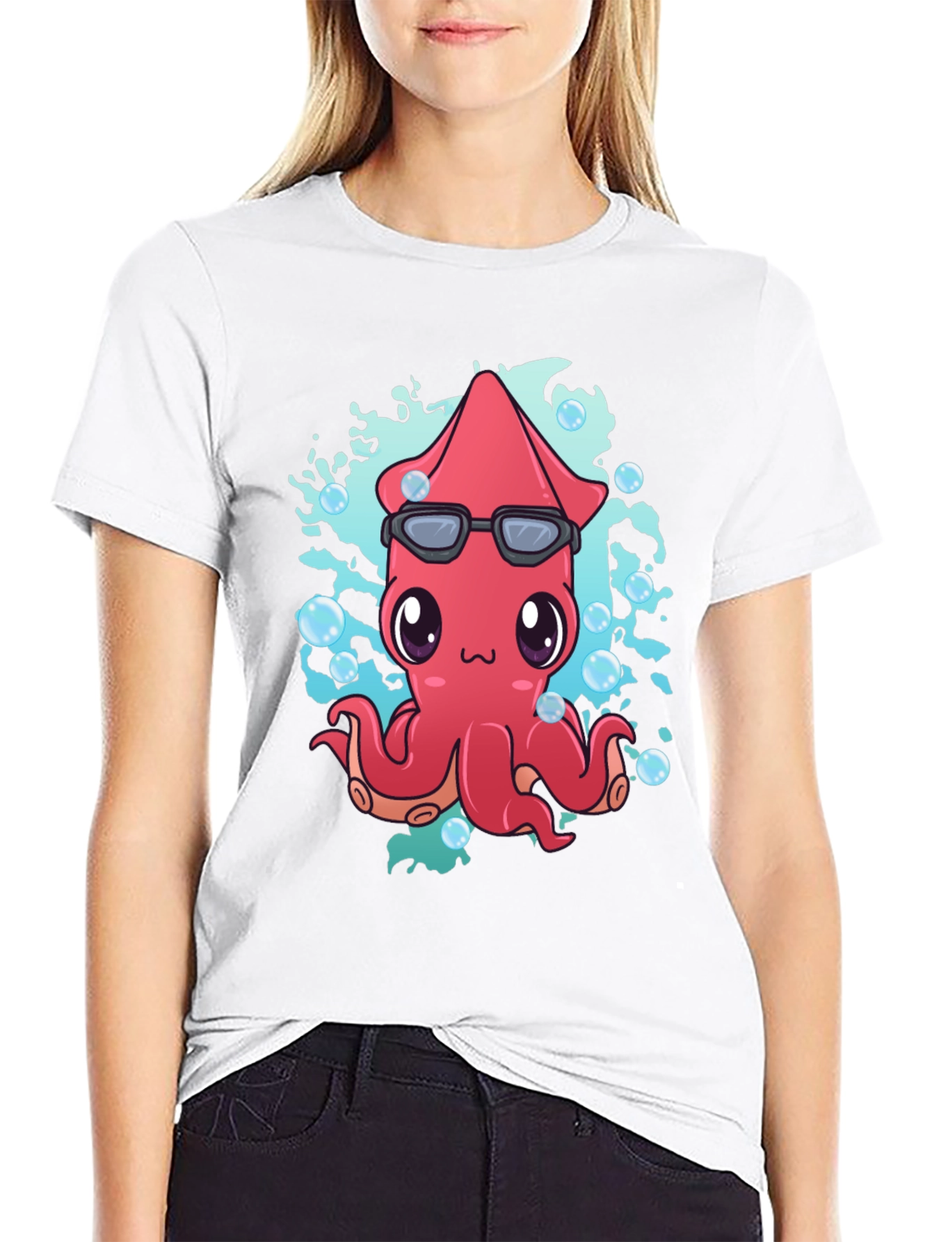 Black Cool Squid Graphic T-Shirt view 9