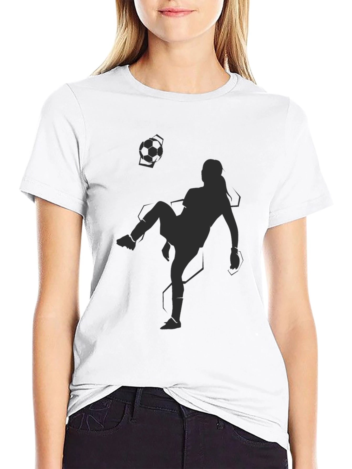 Black Soccer Player Graphic Tee - Black Cotton Blend view 9