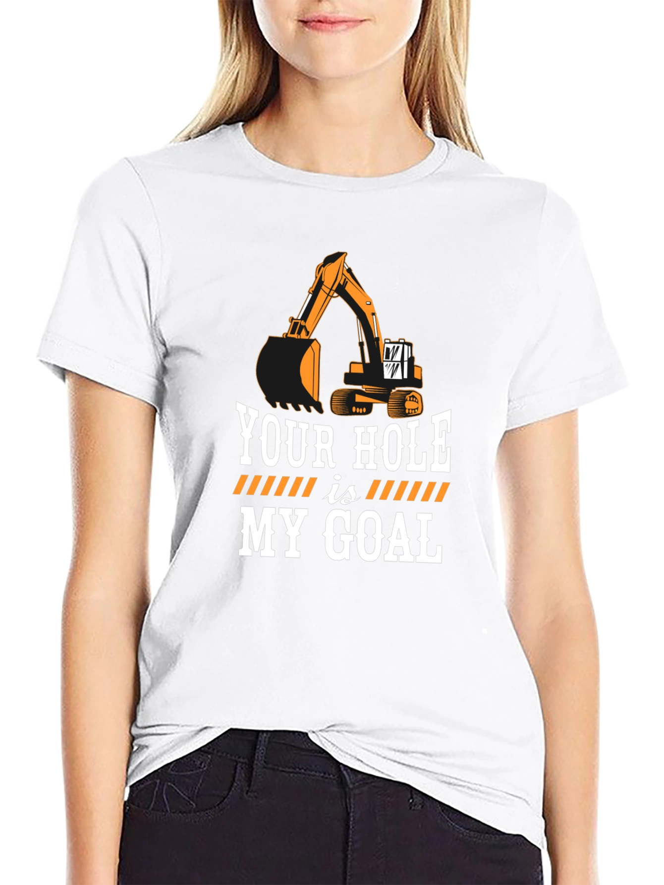 Black Your Hole is My Goal Funny Excavator Black T-Shirt view 9