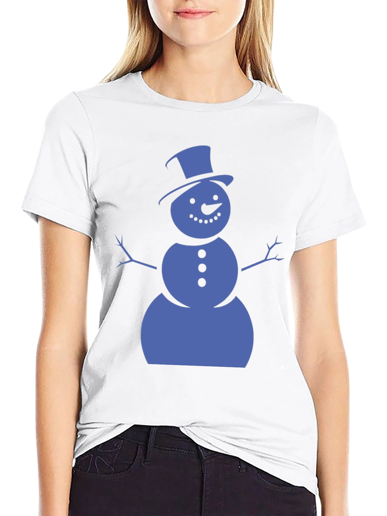 Black Snowman Graphic Tee - Black Cotton Shirt view 9