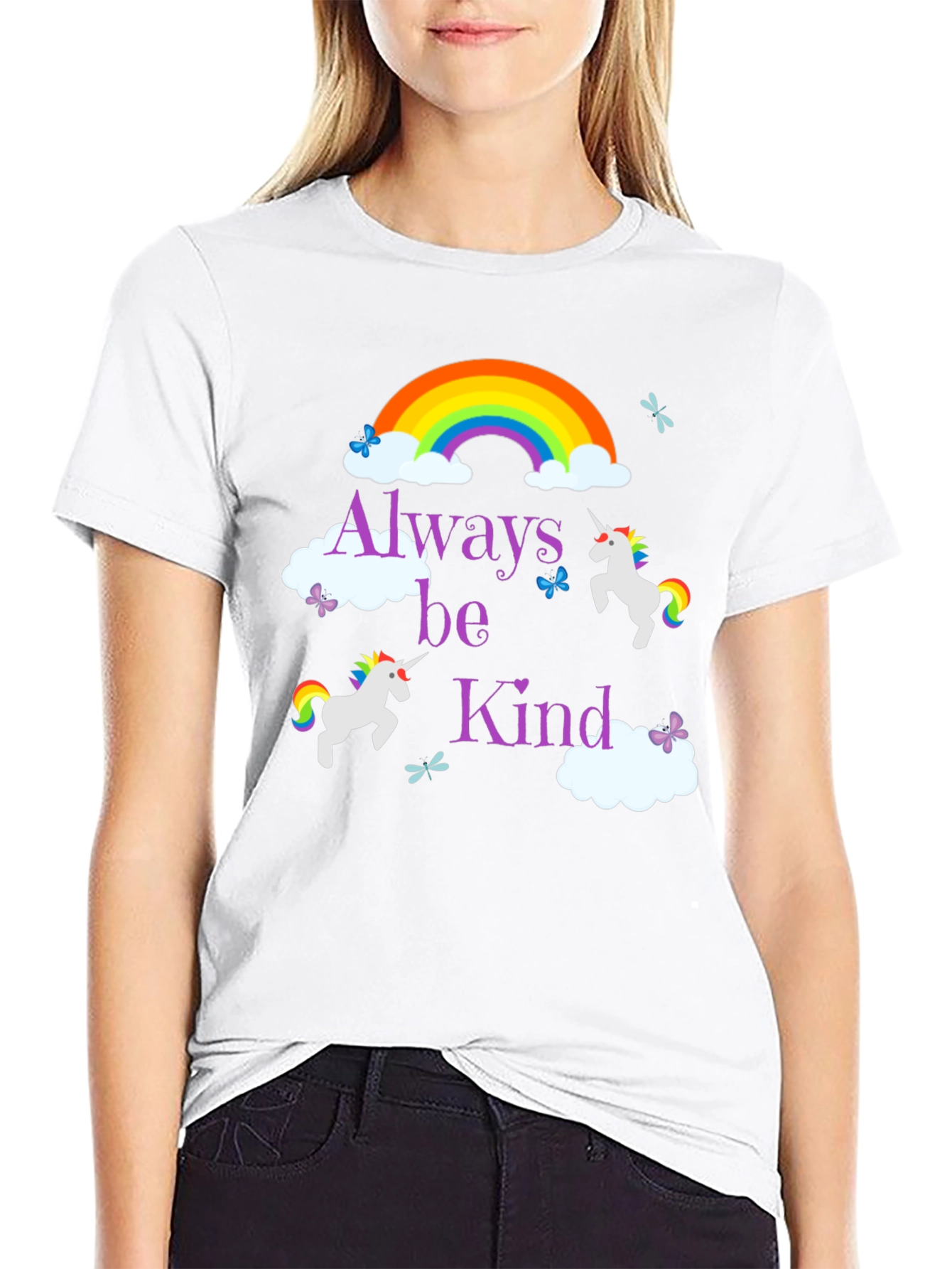 Black Always Be Kind Unicorn Rainbow T-Shirt view 9