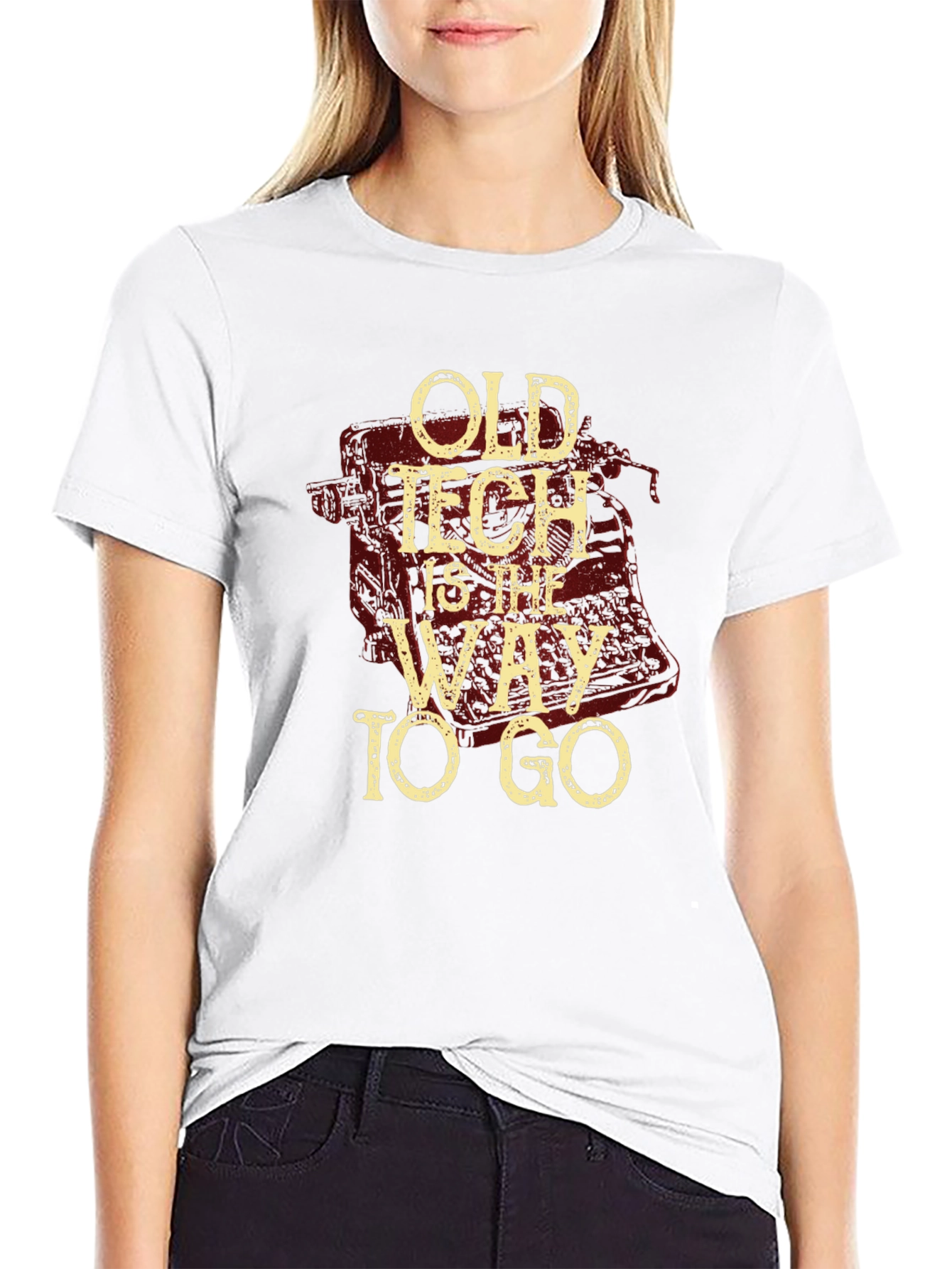 Black Old Tech is the Way to Go Graphic T-Shirt view 9