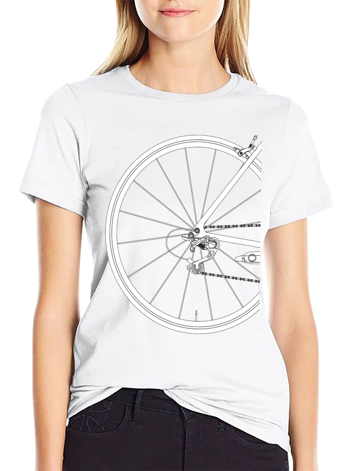 Black Bike Wheel Graphic Tee - Black Cotton T-Shirt view 9