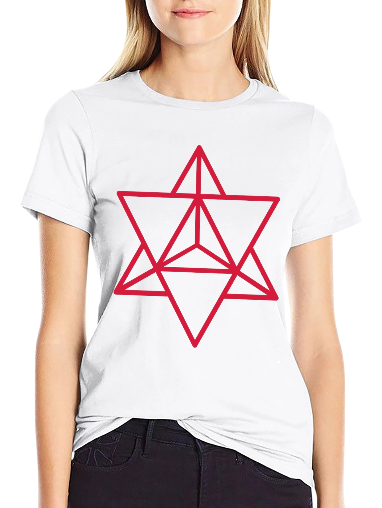 Black Geometric Merkaba Star T-Shirt view 9