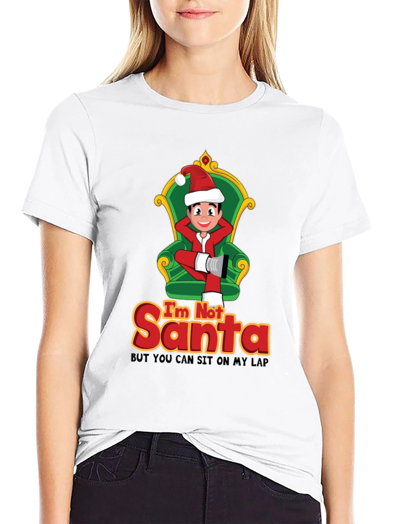 Black Funny Christmas T-Shirt: I'm Not Santa view 9