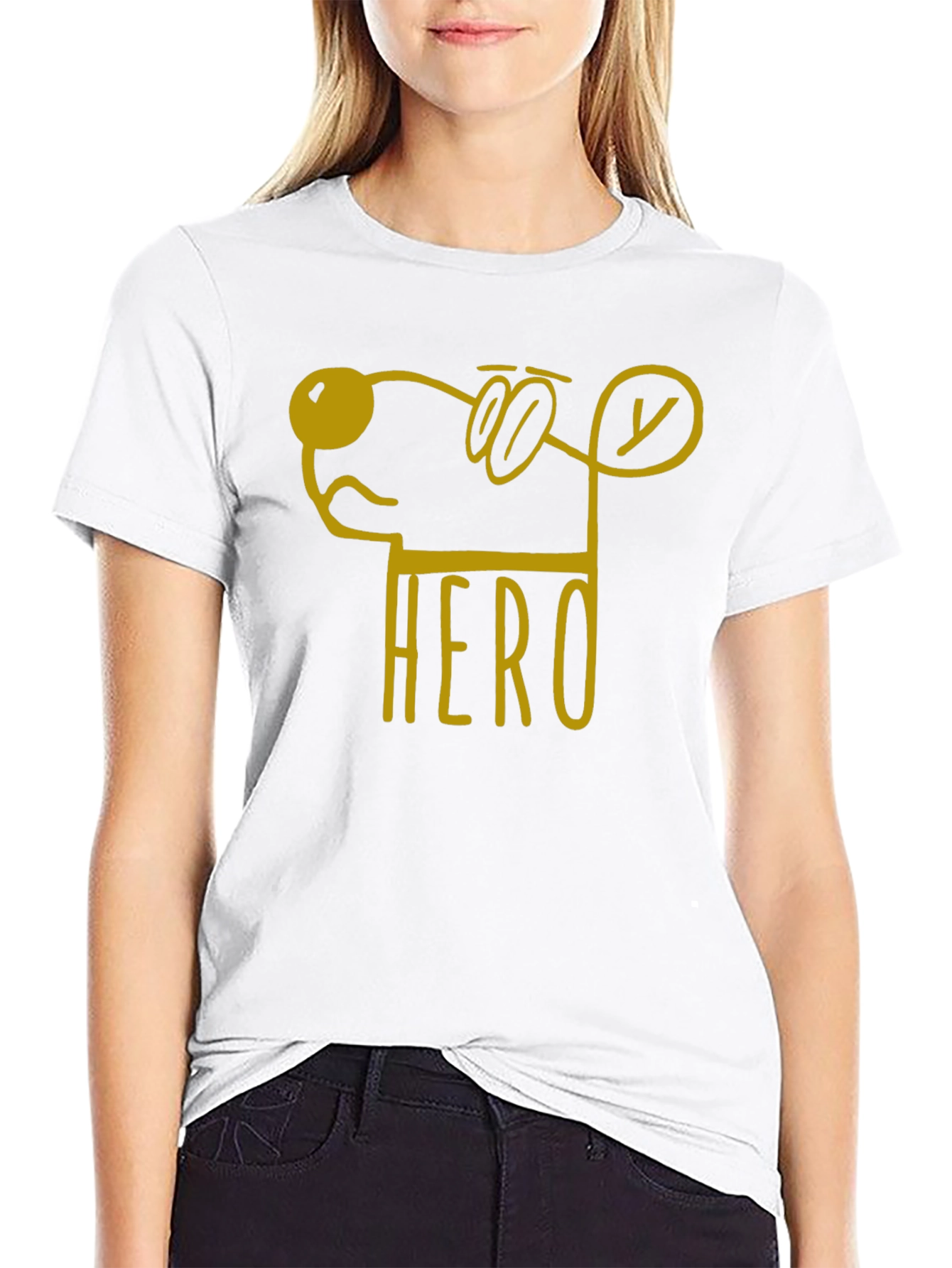 Black Hero Dog Cartoon Graphic Tee - Unisex Black T-Shirt view 9