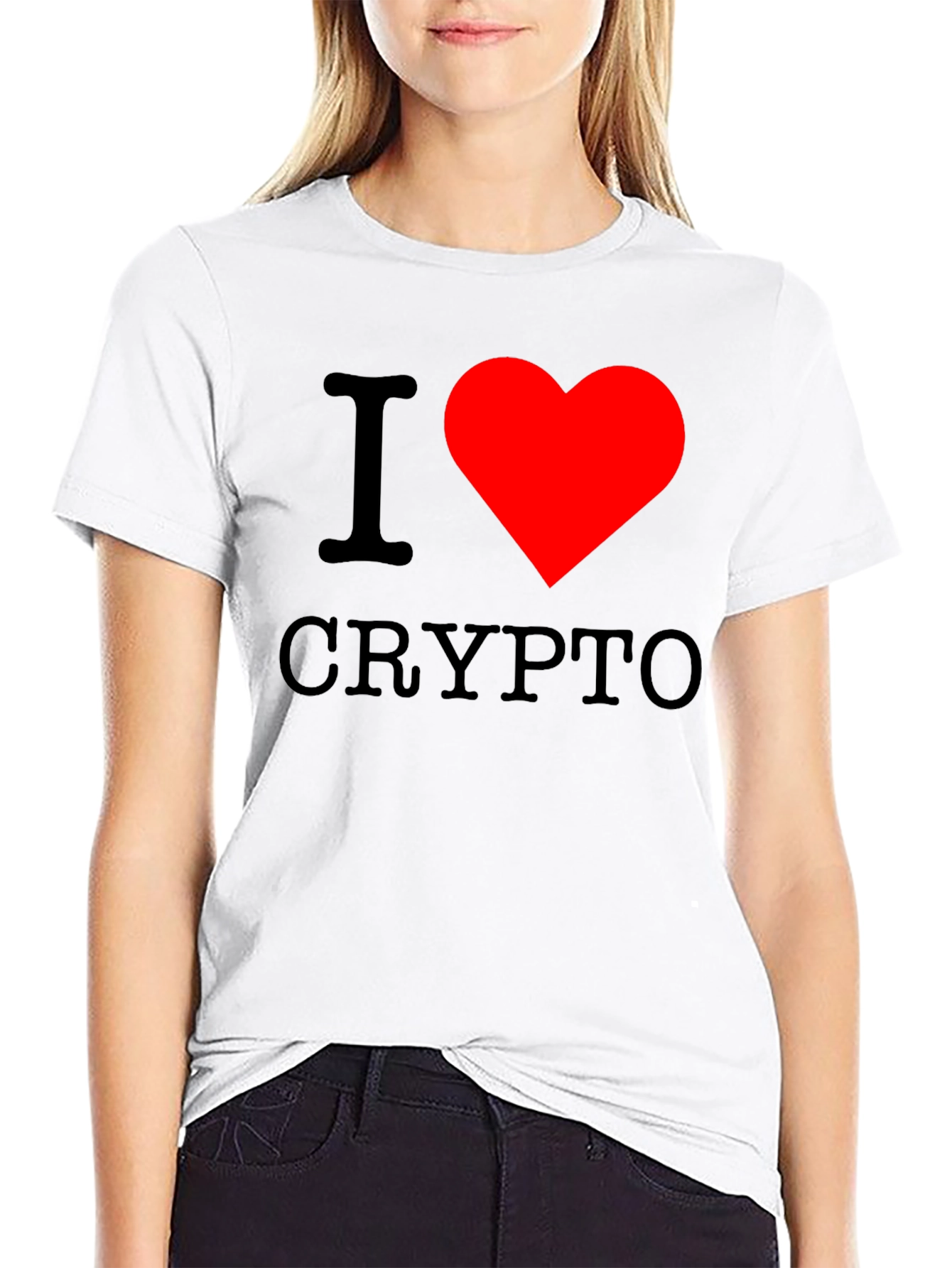Black I Love Crypto Graphic T-Shirt view 9