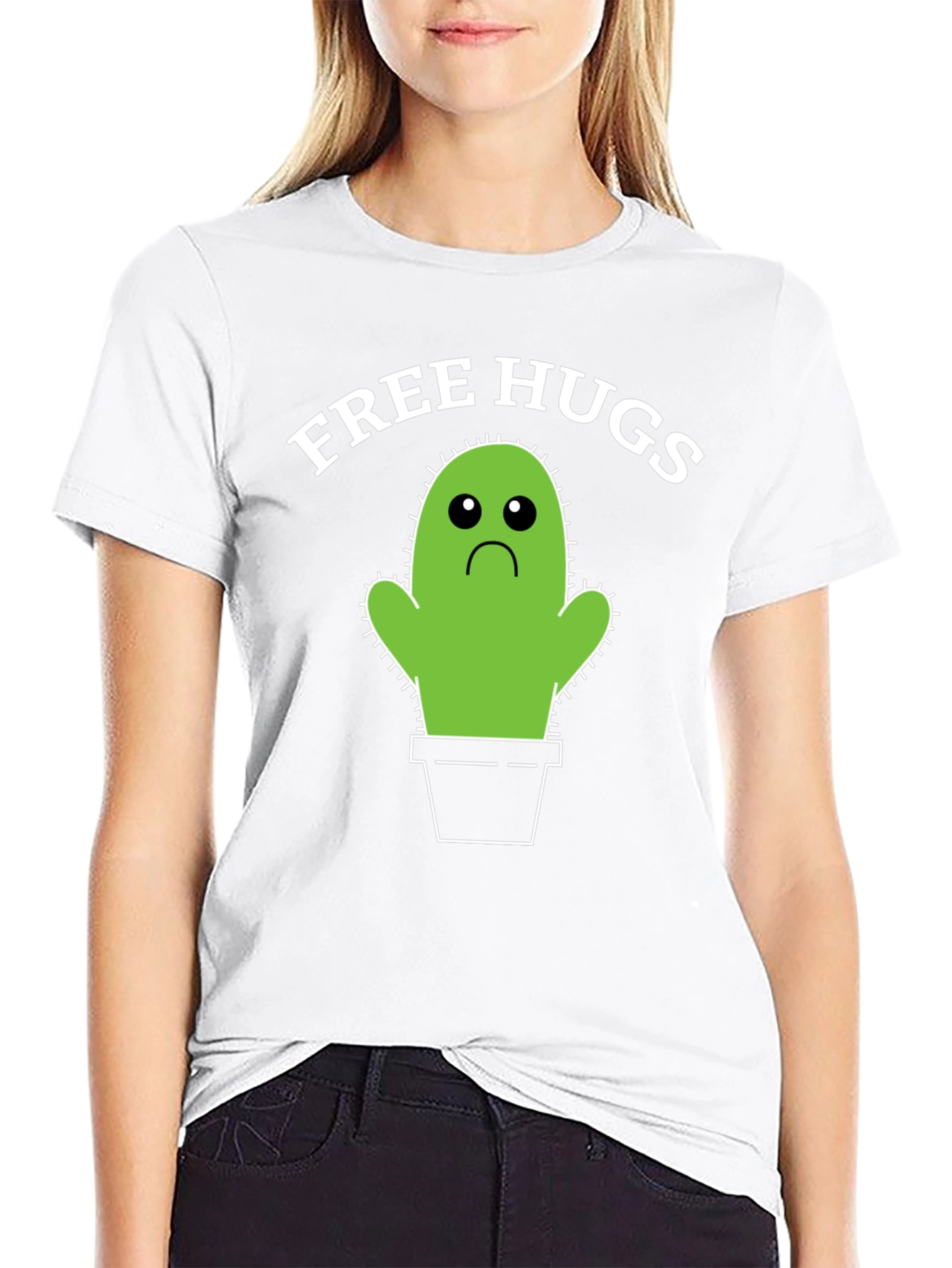 Black Free Hugs Cactus T-Shirt view 9