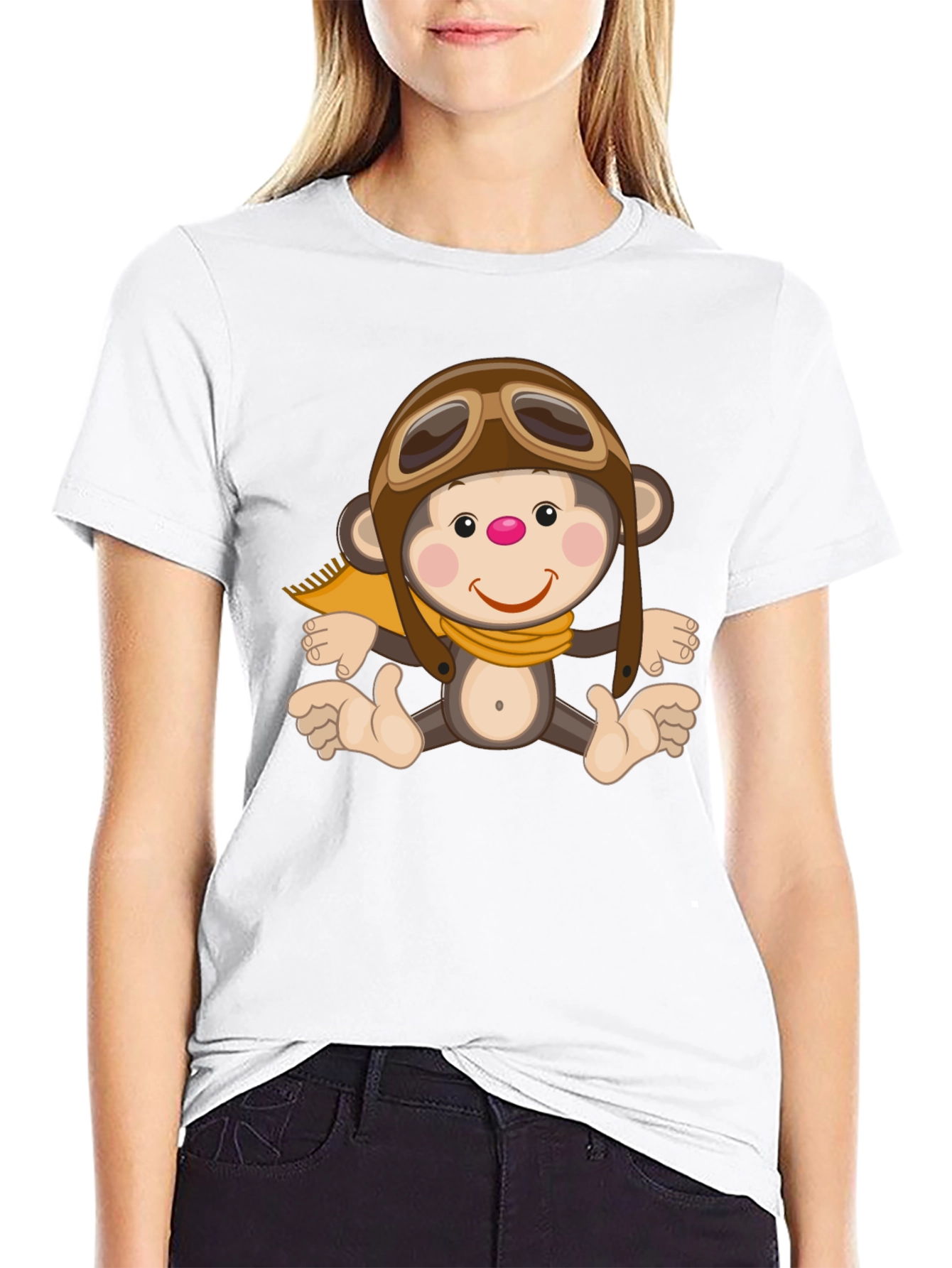 Black Monkey Pilot Graphic T-Shirt, Novelty Print Tee view 9