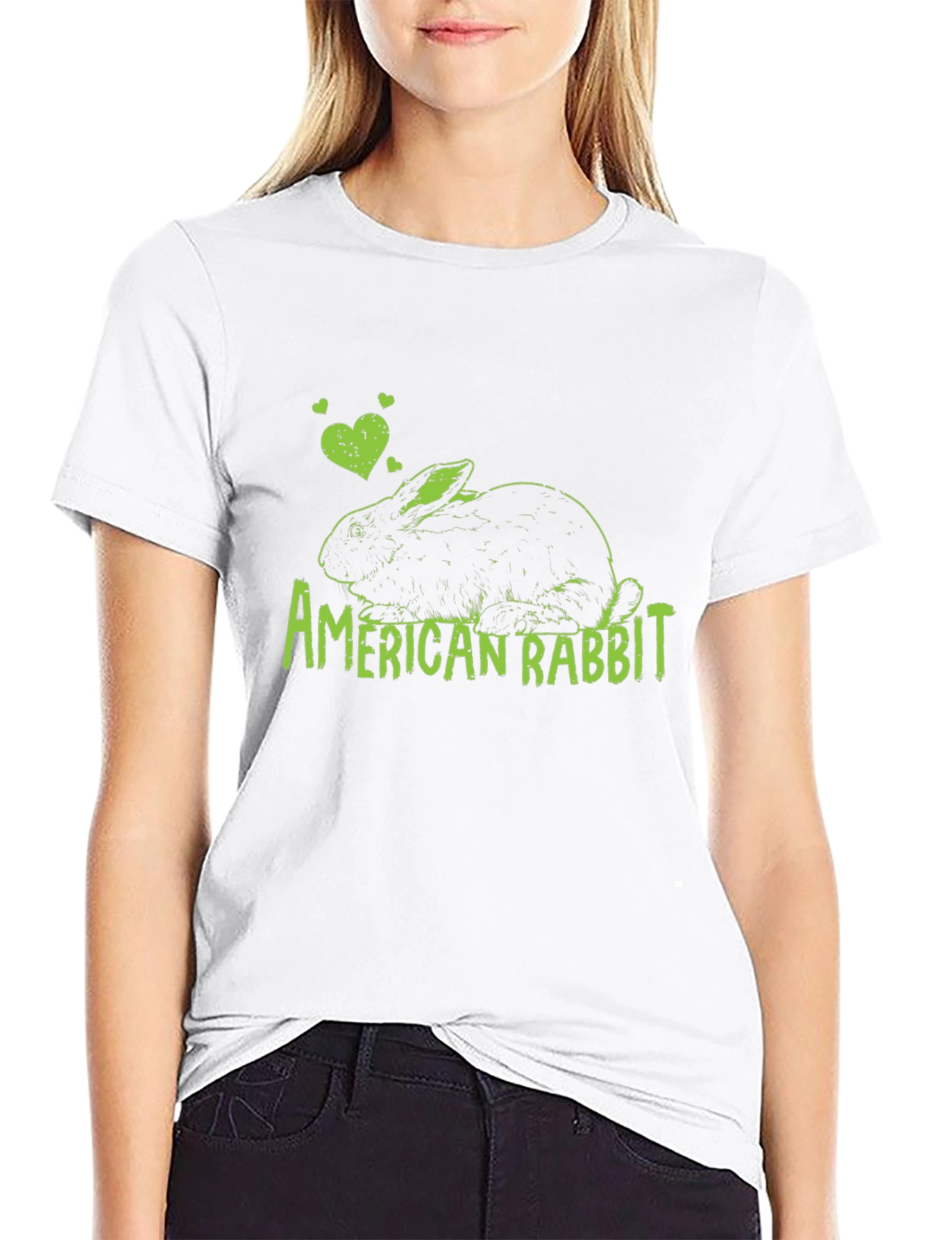 Black American Rabbit Graphic T-Shirt view 9
