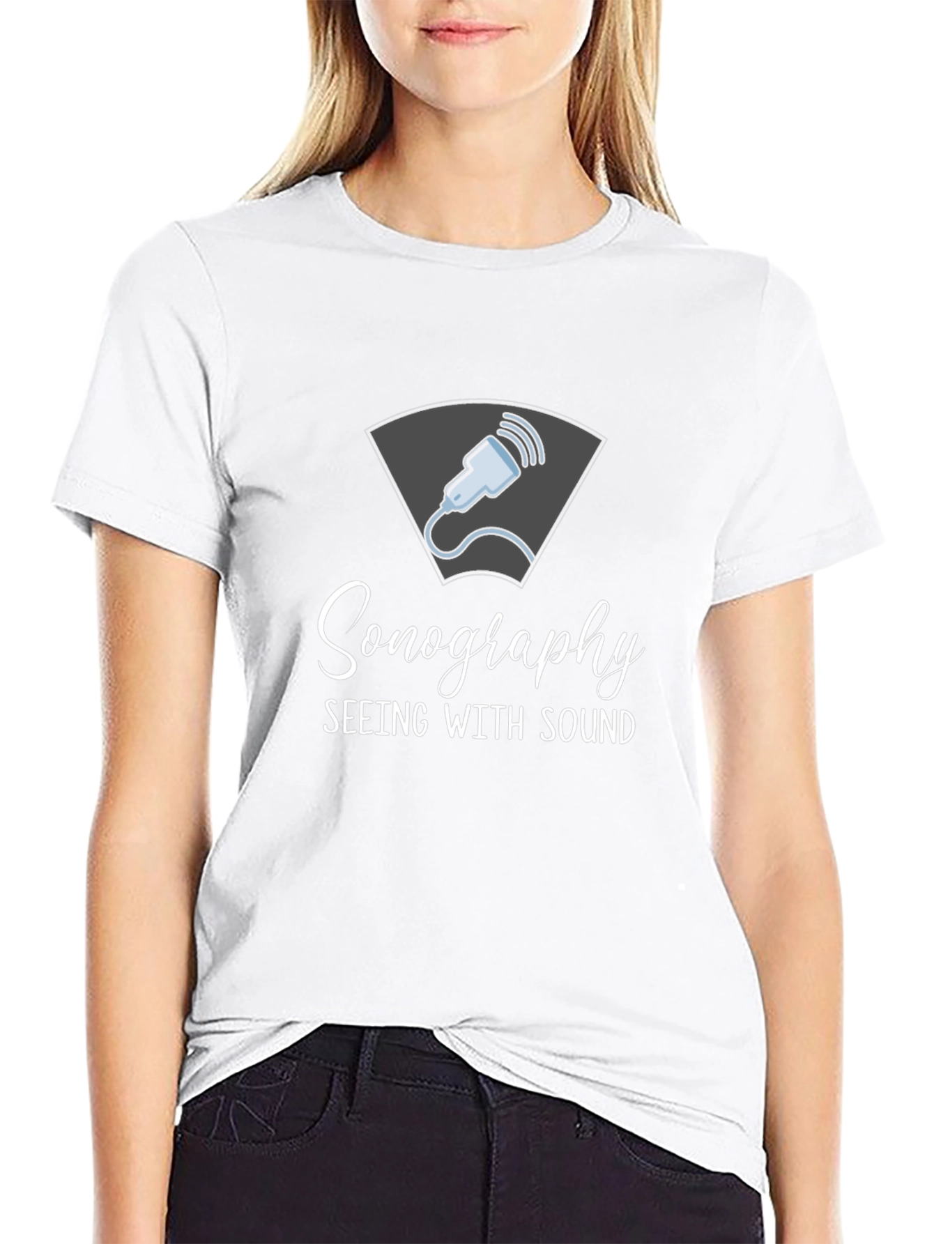 Black Sonography Seeing with Sound Graphic T-Shirt view 9