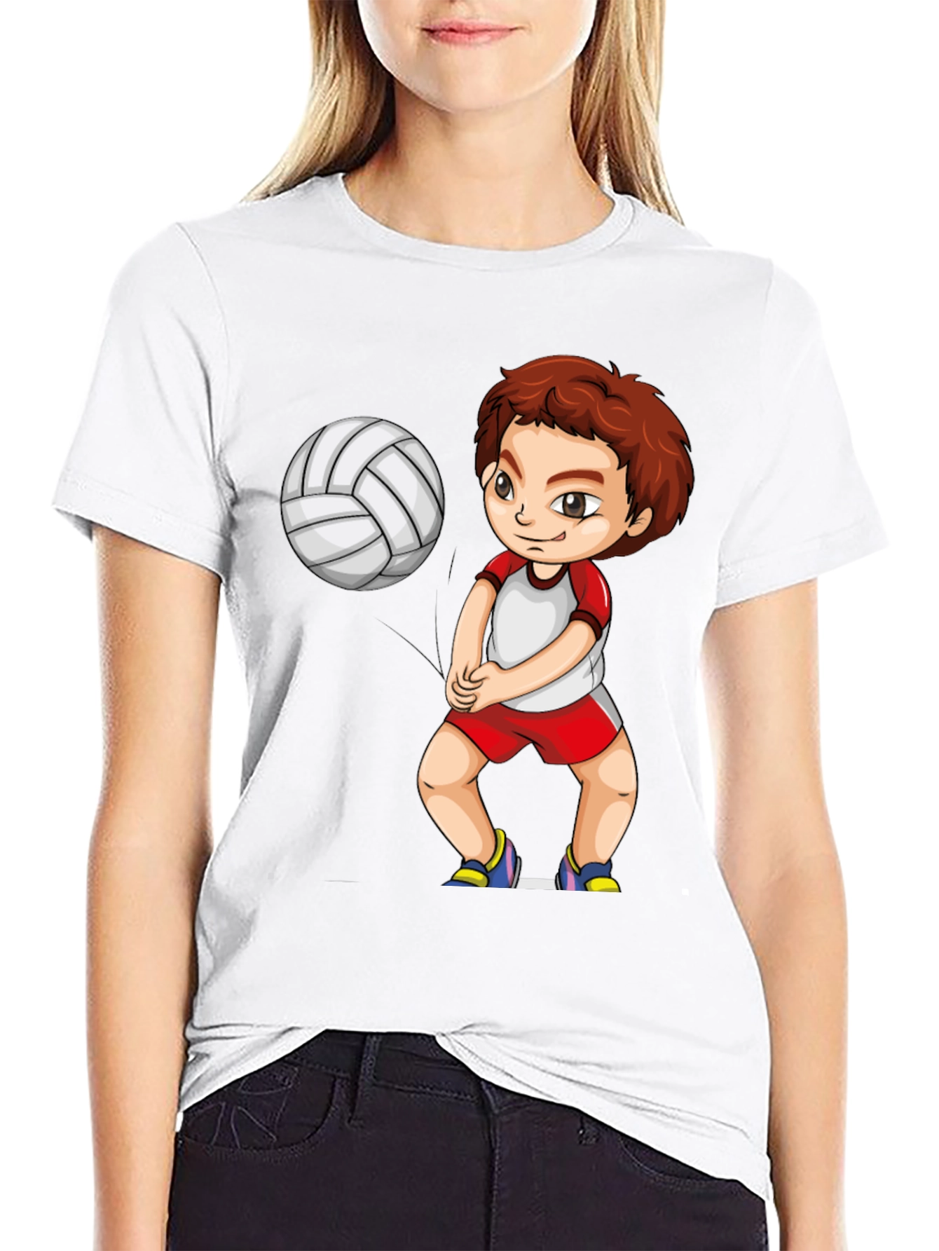 Black Volleyball Boy Graphic Black T-Shirt view 9