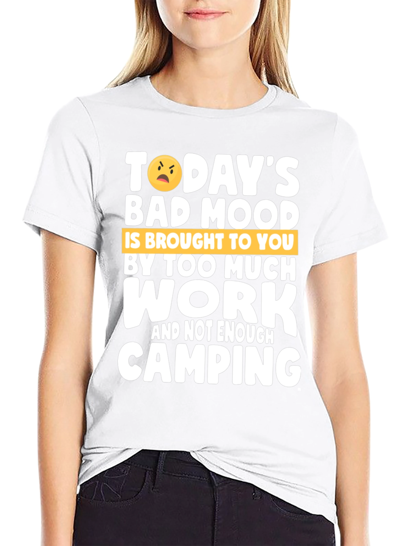 Black Funny Camping Graphic T-Shirt - Bad Mood Work Humor view 9