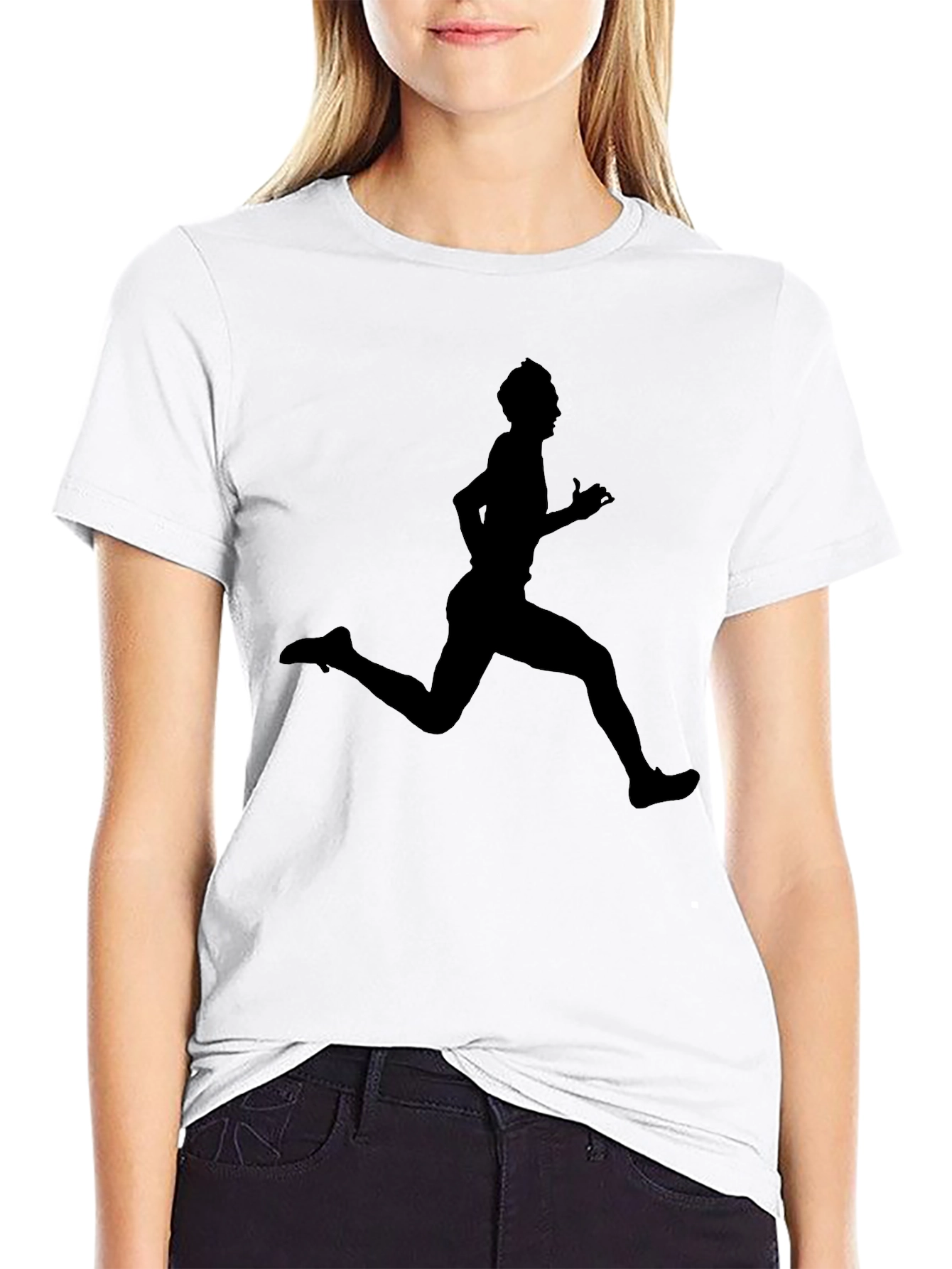 Black Running Man Graphic Black T-Shirt view 9