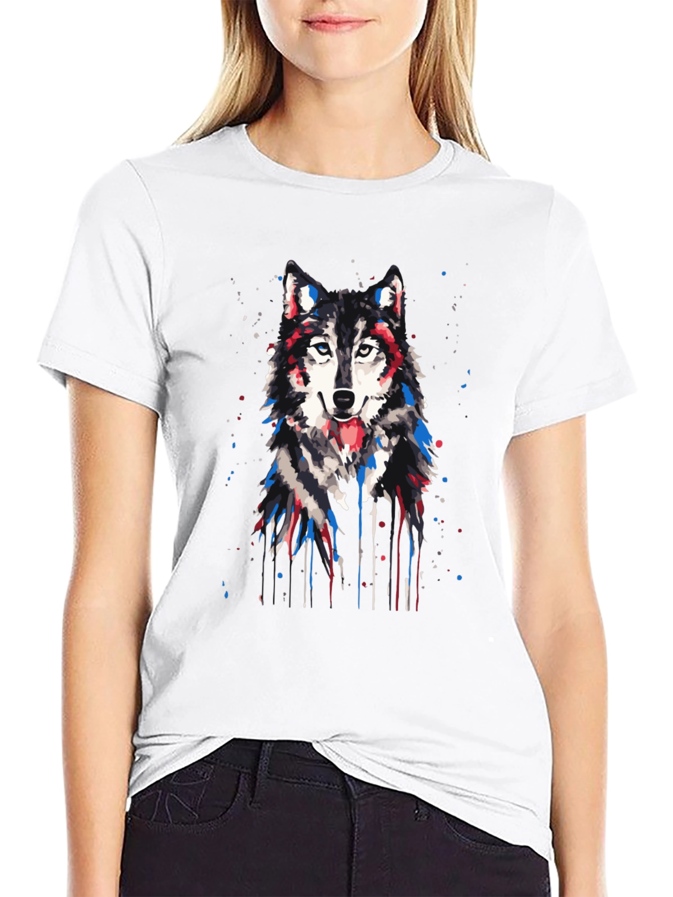 Black Wolf Graphic Print T-Shirt view 9