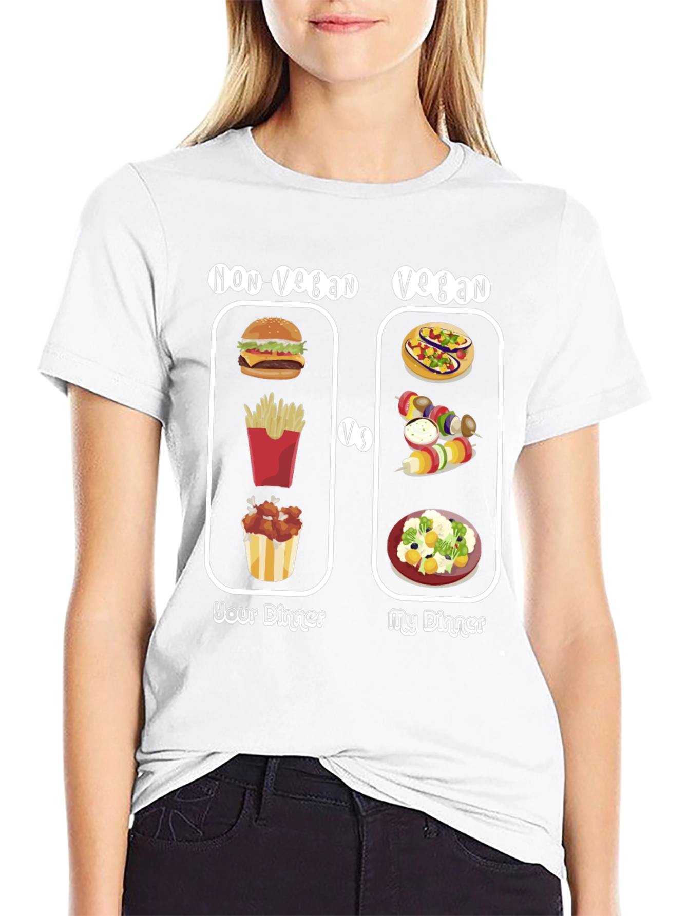 Black Vegan vs Non-Vegan Dinner T-Shirt view 9