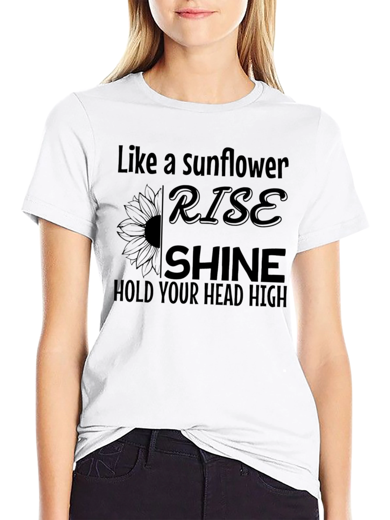 Black Sunflower Rise Shine Black Graphic T-Shirt view 9