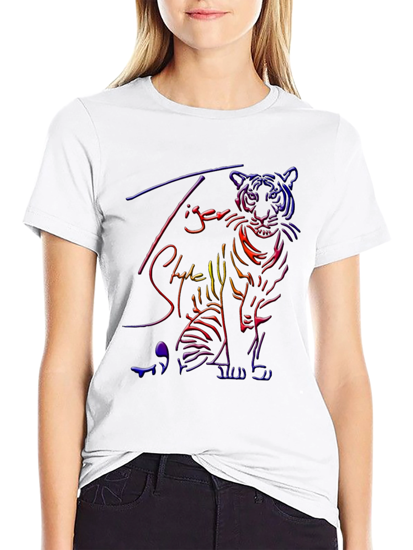 Black Neon Tiger Graphic T-Shirt - Cool Style view 9