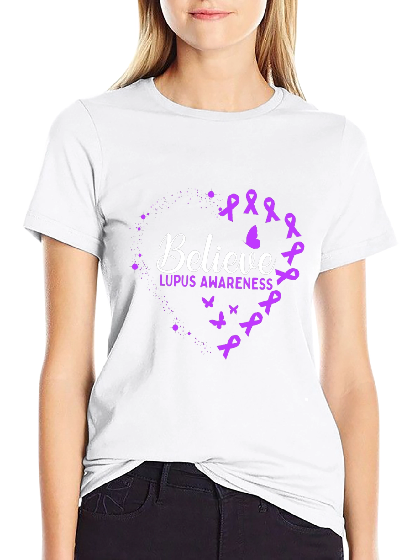 Black Believe Lupus Awareness T-Shirt - Unisex view 9