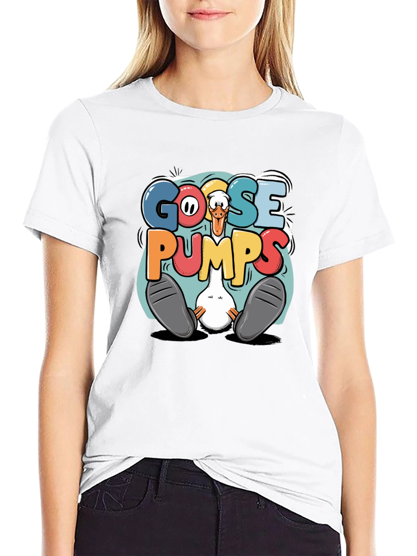 Black Goosebumps Graphic Tee - Funny Cartoon Goose T-Shirt view 9