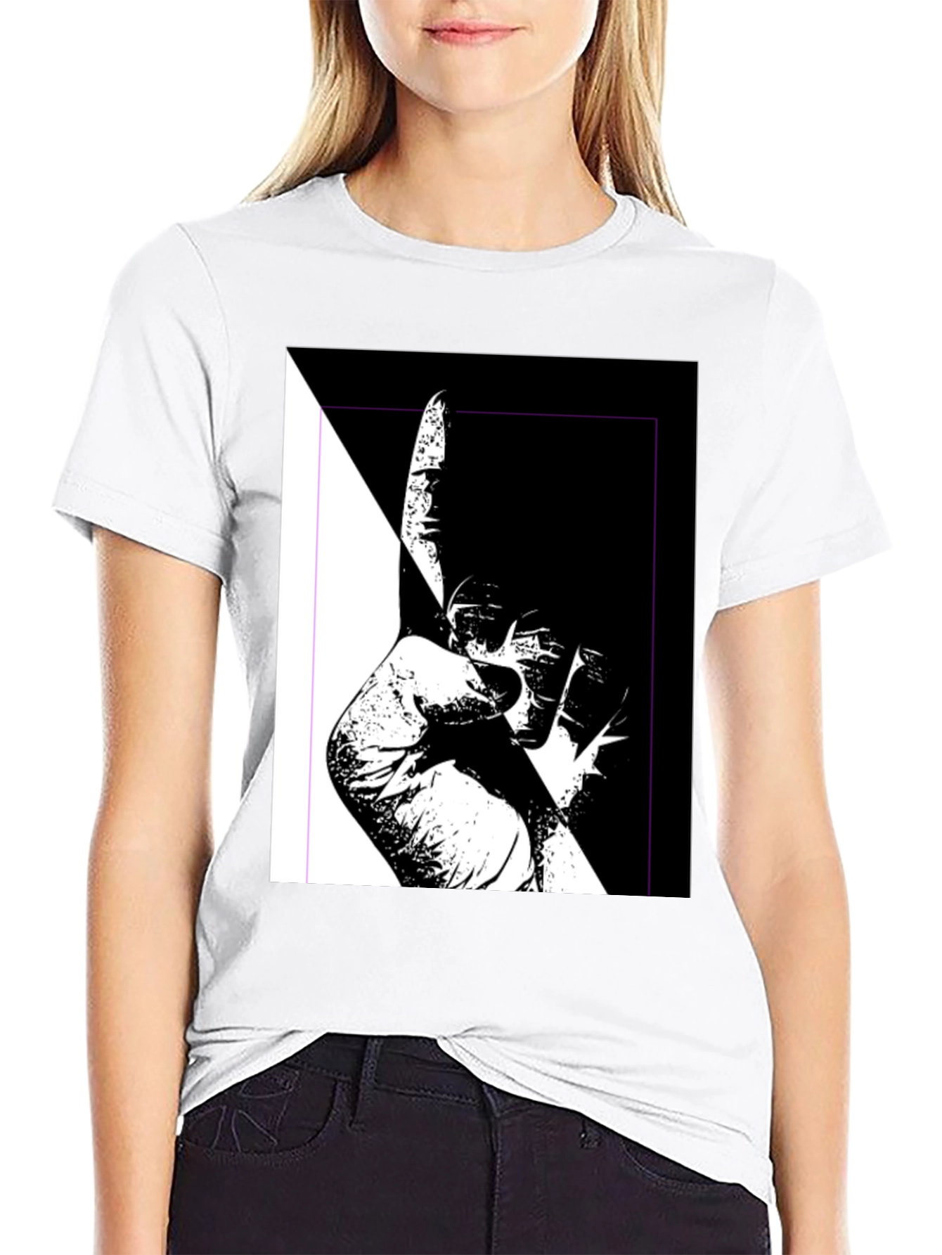 Black Unique Black & White Graphic Tee view 9