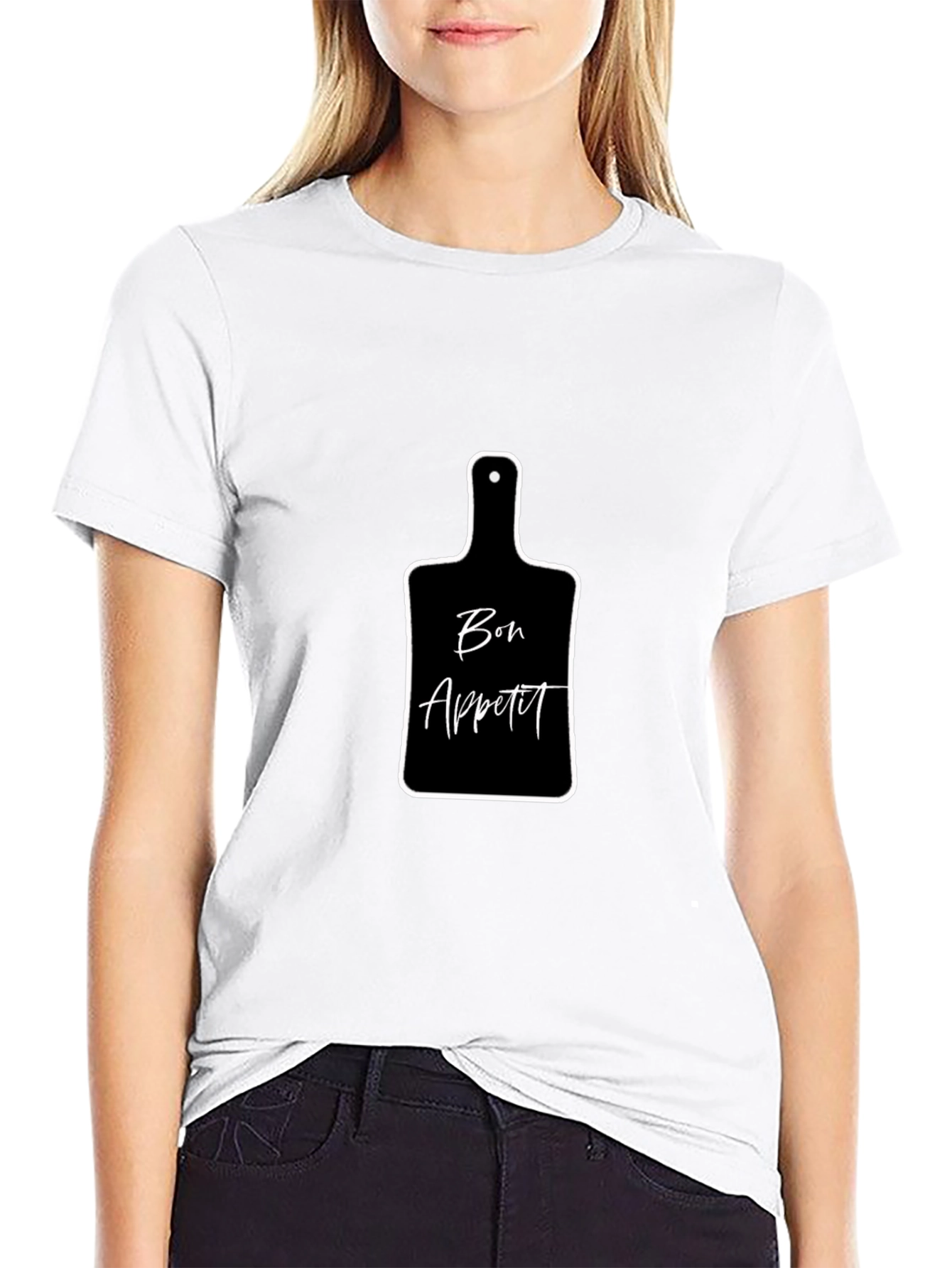 Black Bon Appétit Cutting Board Graphic T-Shirt view 9