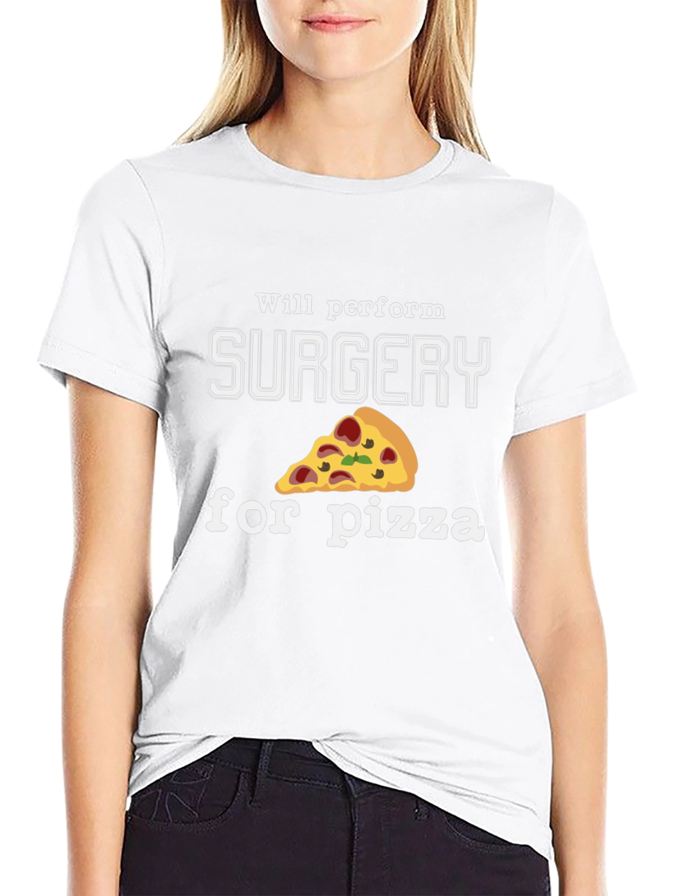 Black Funny Will Perform Surgery For Pizza Black T-Shirt view 9