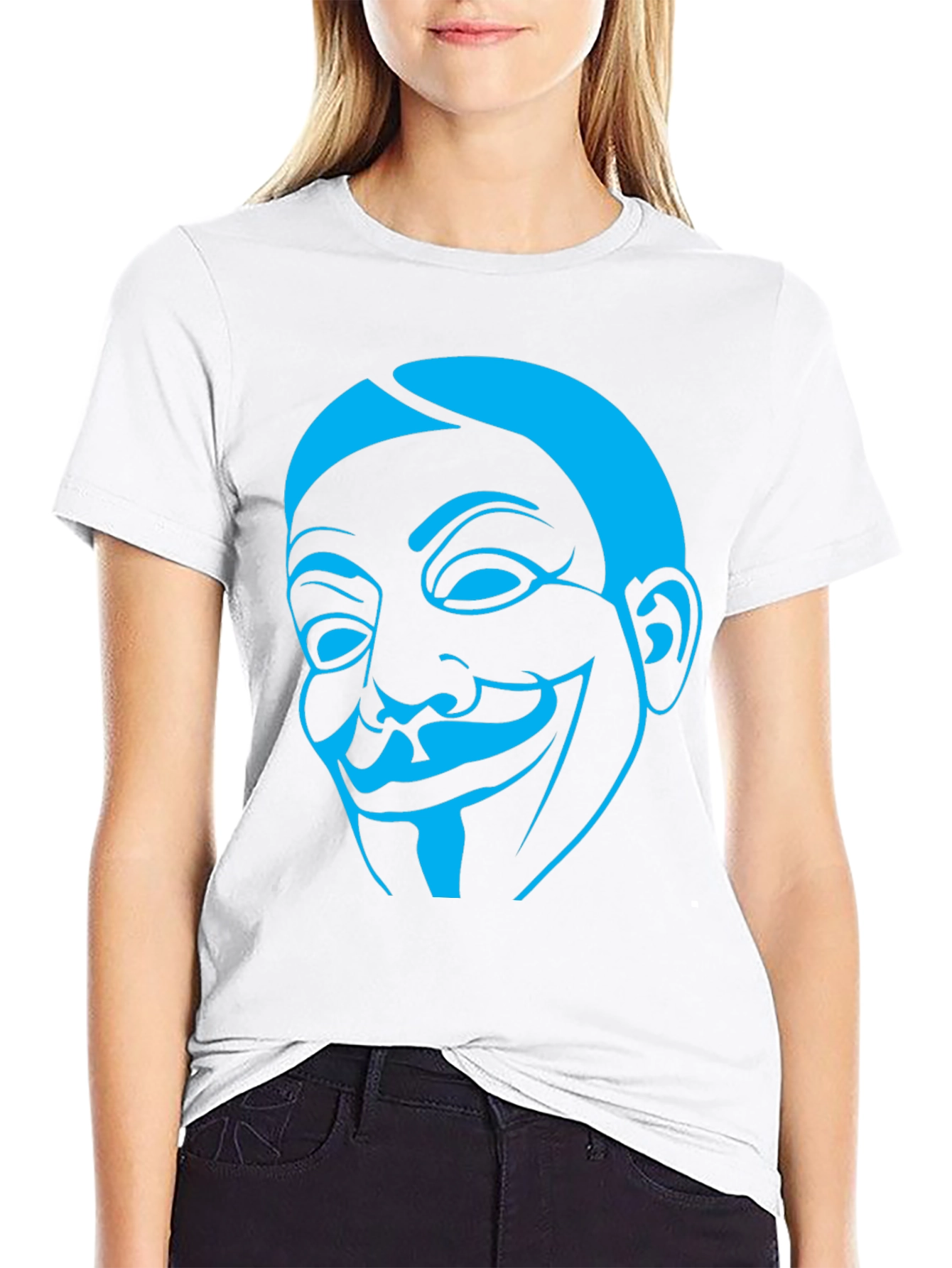 Black Guy Fawkes Mask Graphic Tee - Black Cotton Shirt view 9