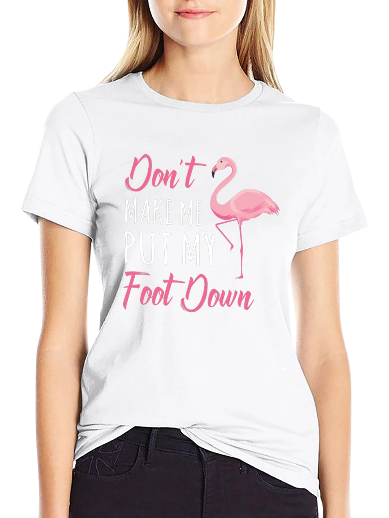 Black Funny Flamingo T-Shirt - Don't Make Me Put My Foot Down view 9