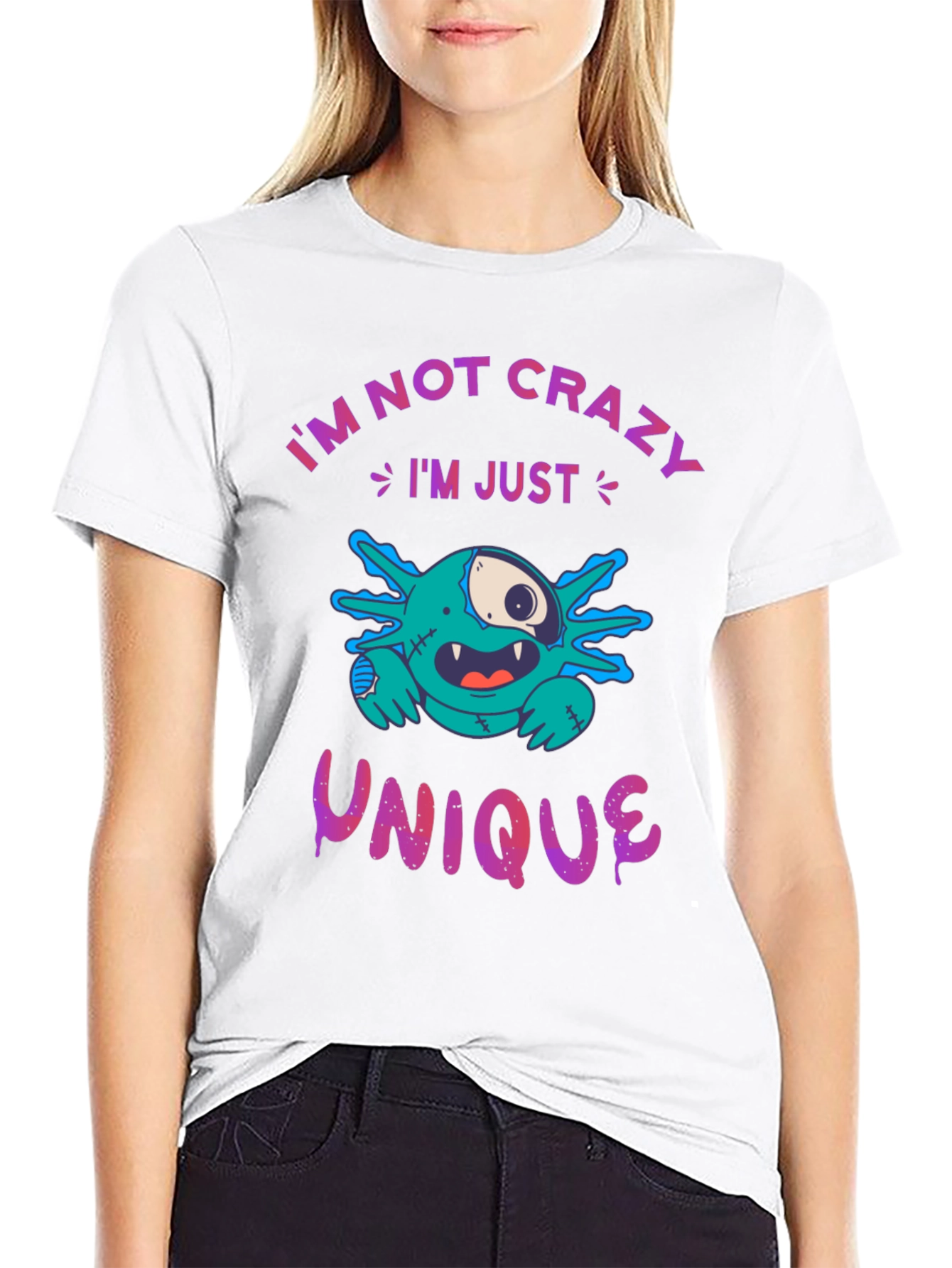 Black I'm Not Crazy, I'm Unique Graphic T-Shirt view 9