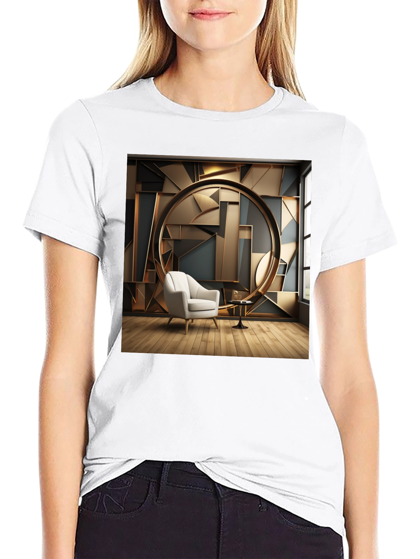 Black Modern Art Deco T-Shirt view 9