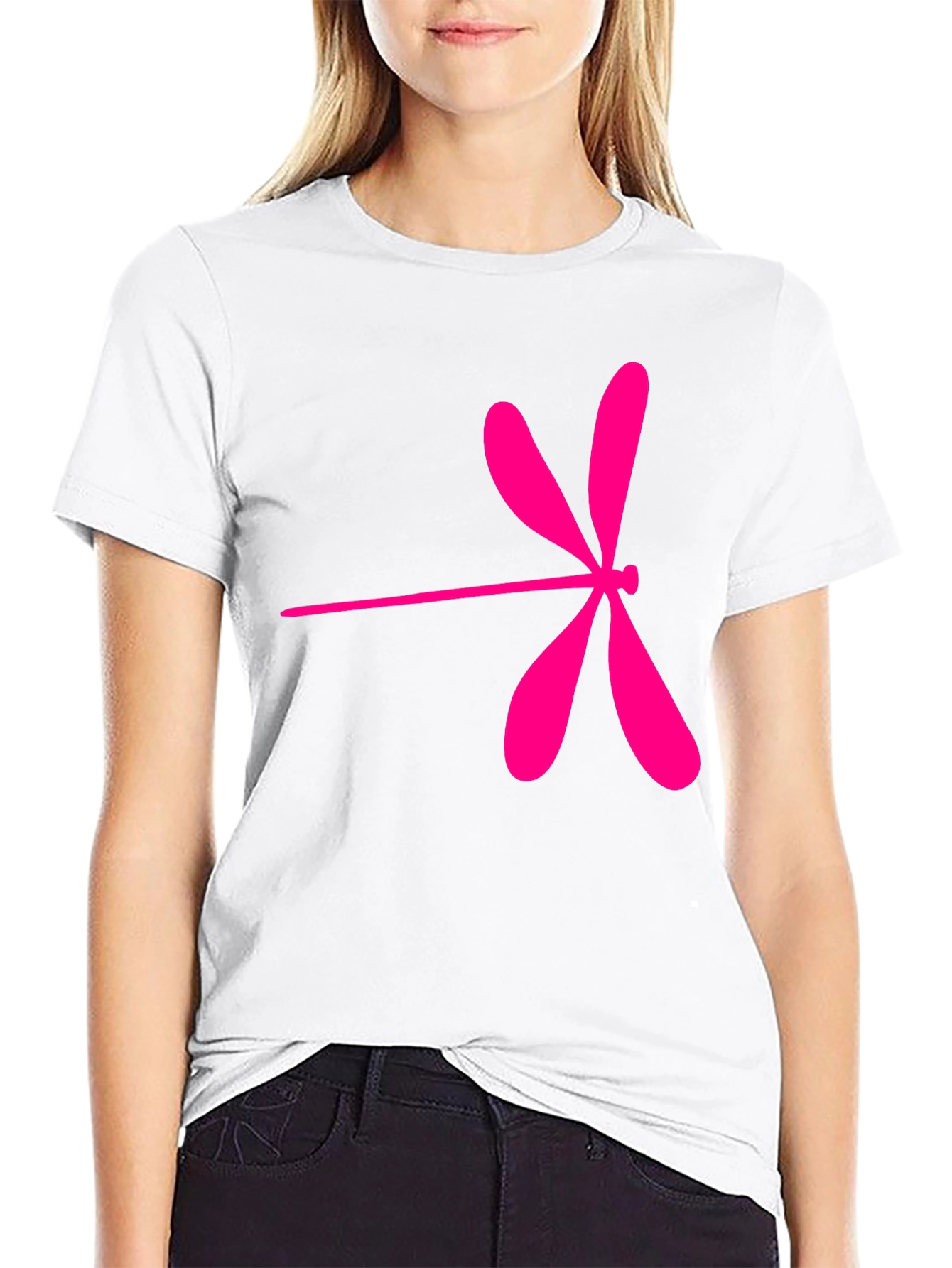 Black Pink Dragonfly Graphic T-Shirt view 9