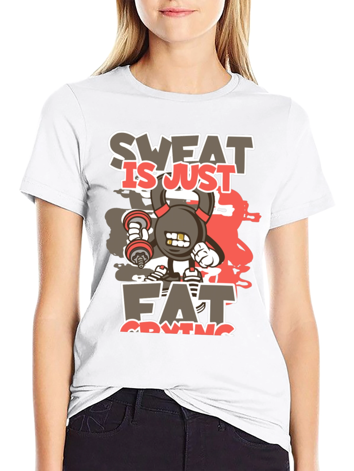 Black Sweat is Just Fat Crying Graphic T-Shirt view 9