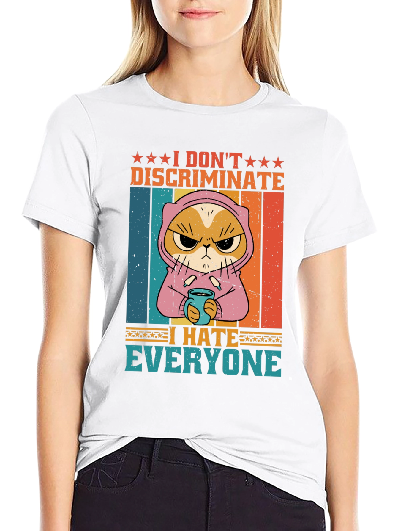Black I Don't Discriminate, I Hate Everyone T-Shirt view 9