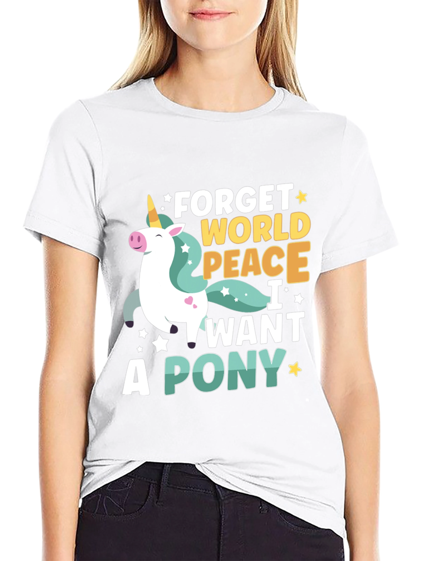 Black Forget World Peace - I Want a Pony T-Shirt view 9
